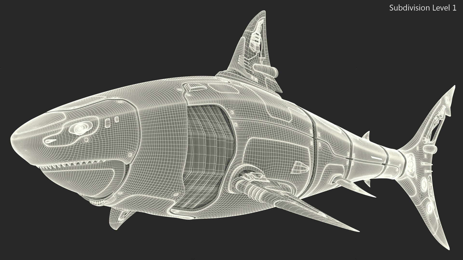 Shark Robot Rigged for Maya 3D