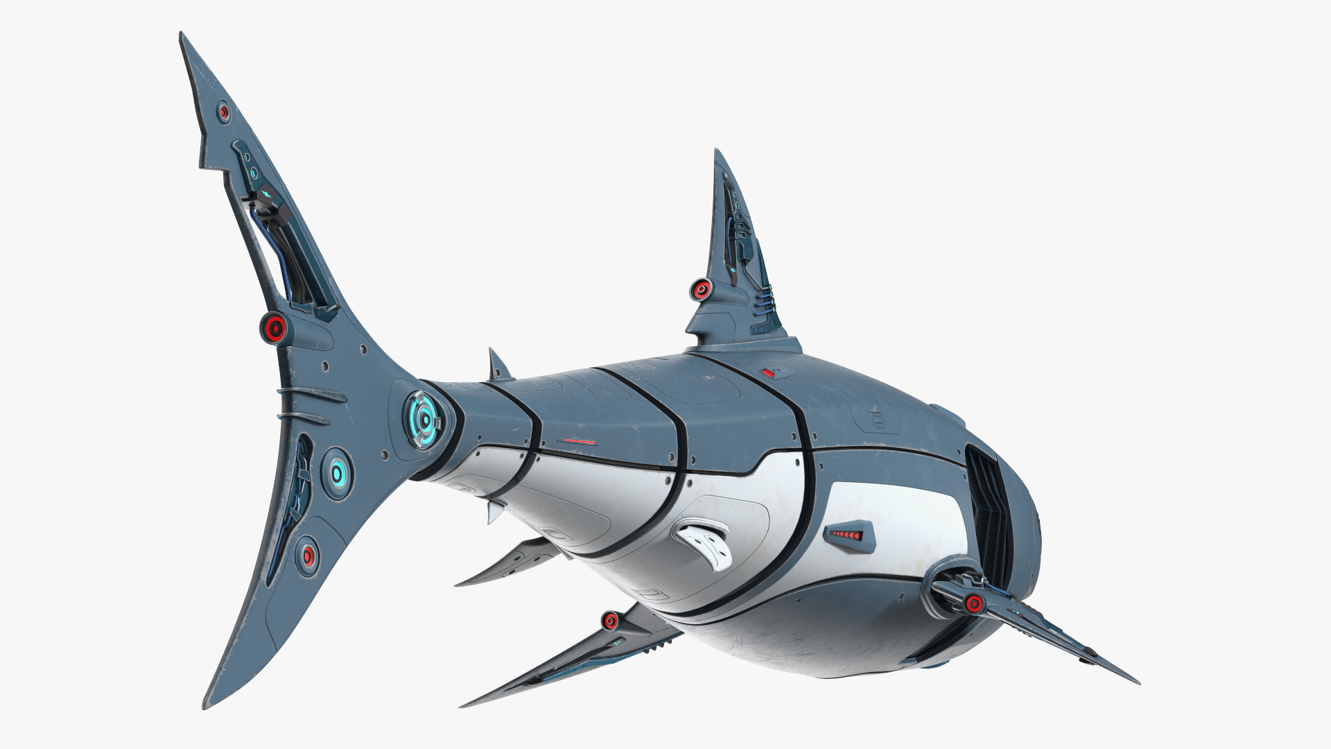 Shark Robot Rigged for Maya 3D