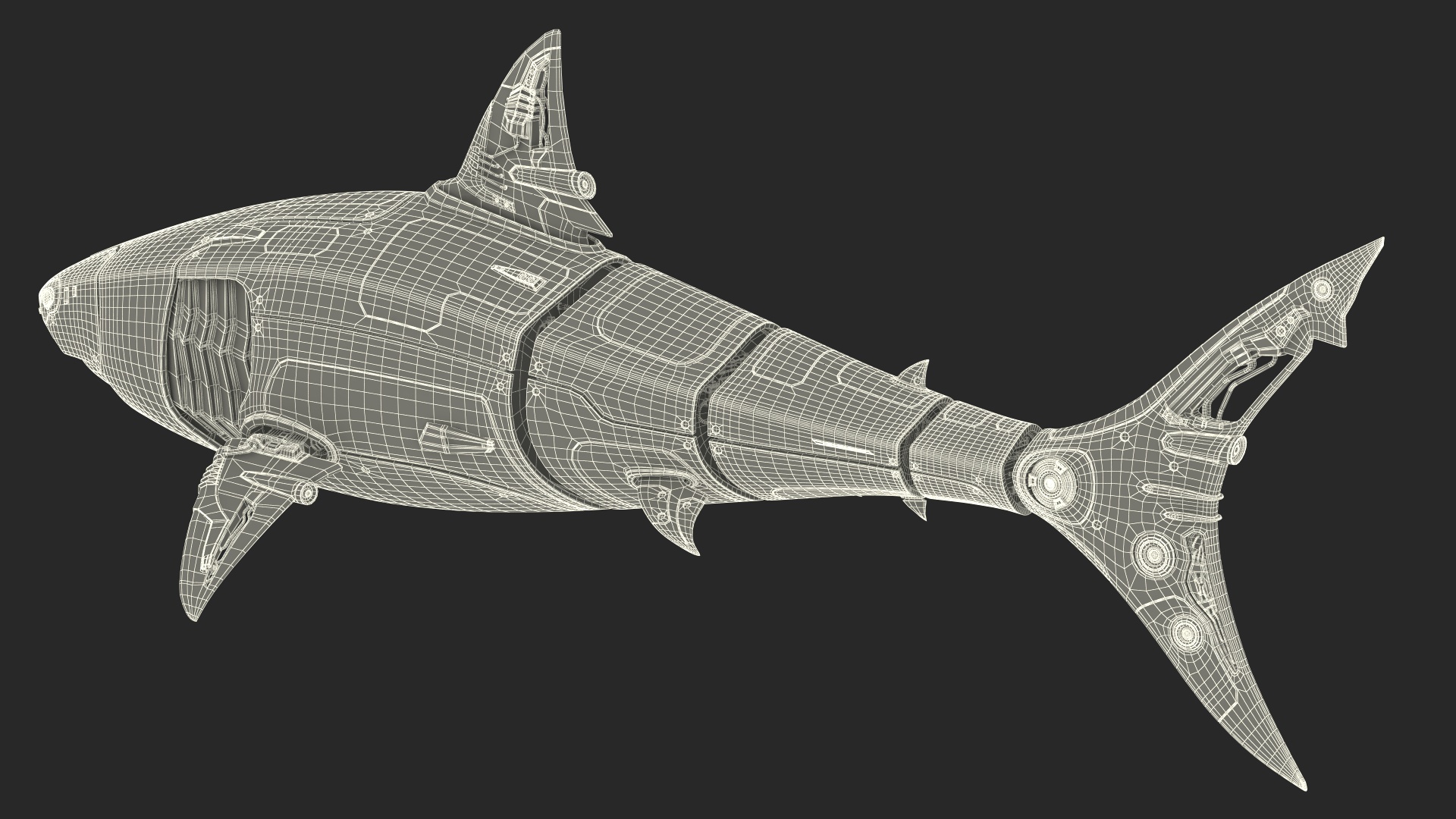 Shark Robot Rigged for Maya 3D