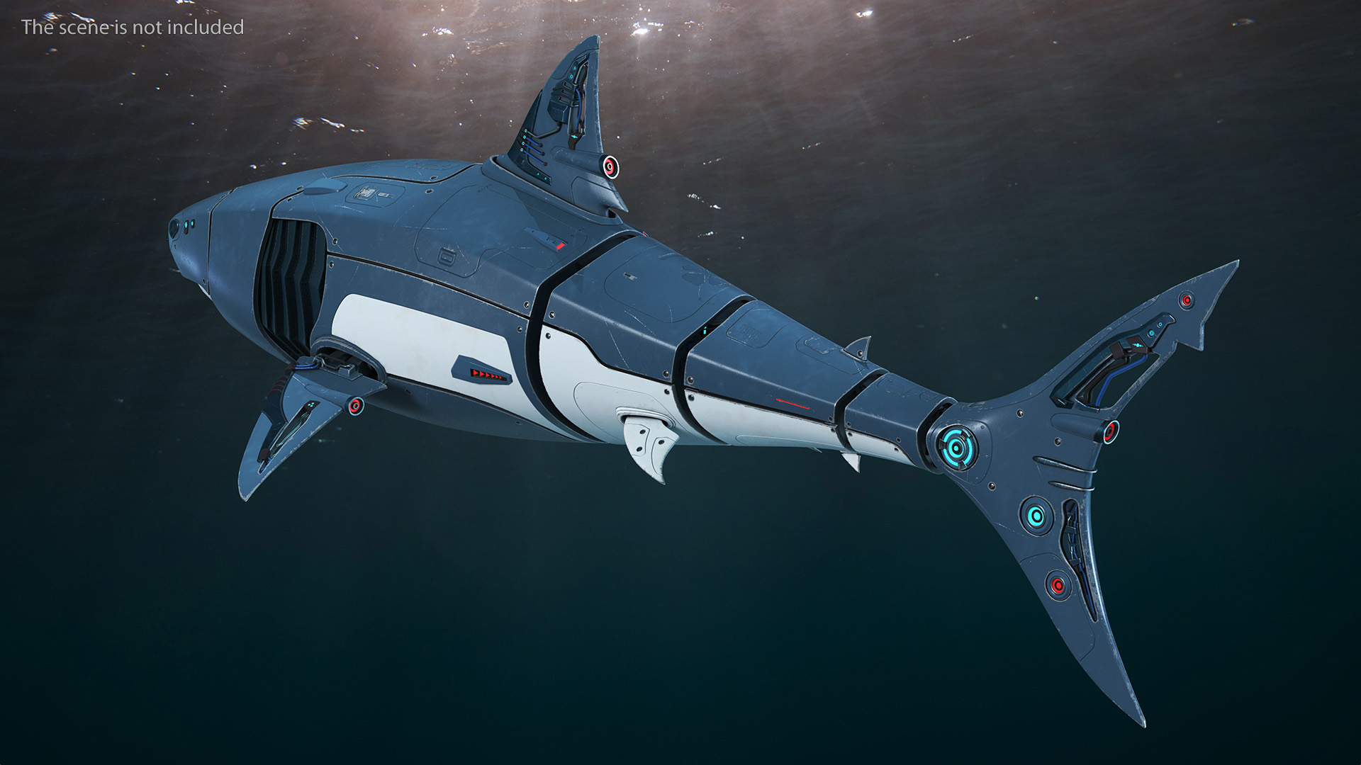 Shark Robot Rigged for Maya 3D
