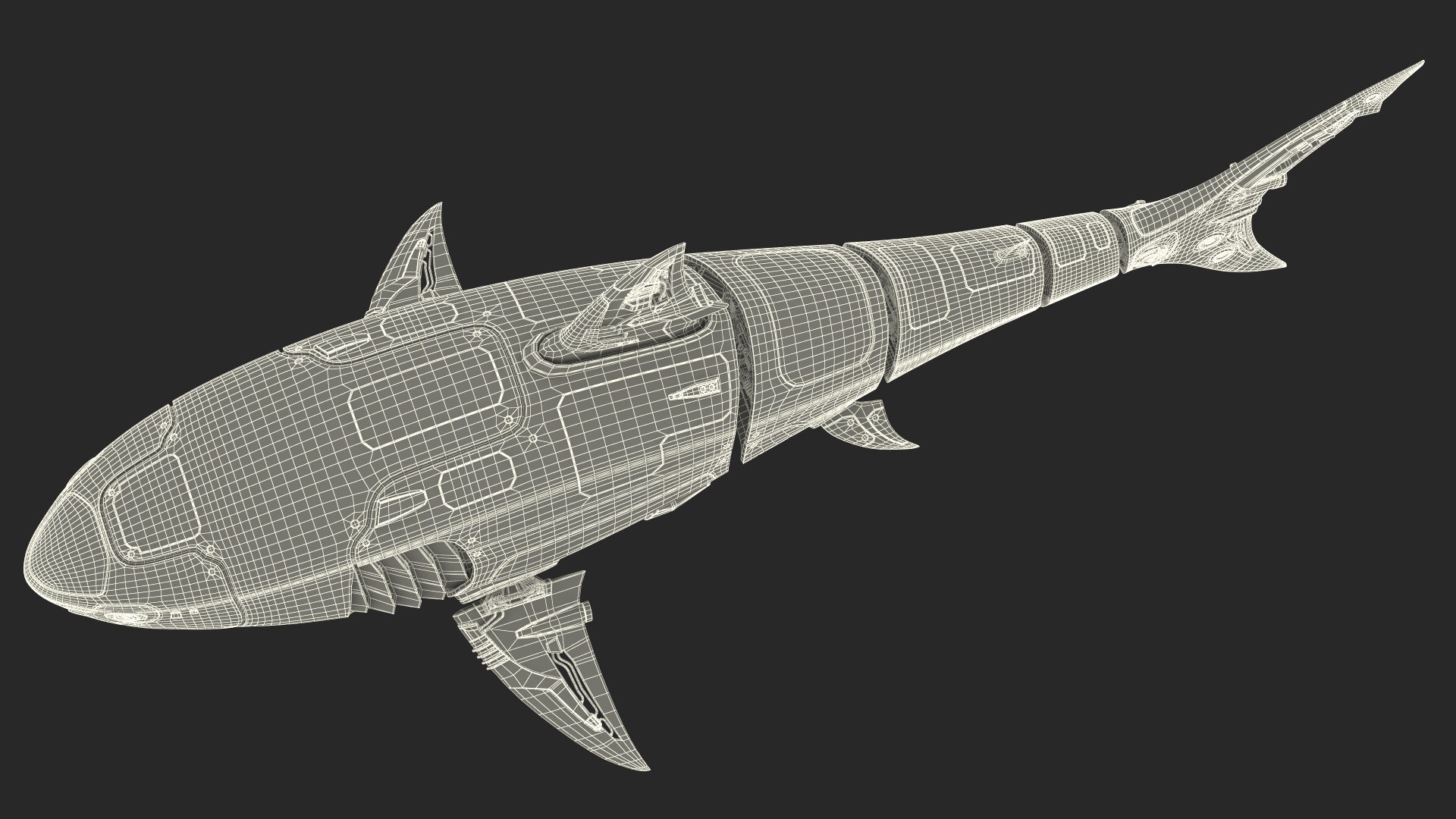 Shark Robot Rigged for Maya 3D