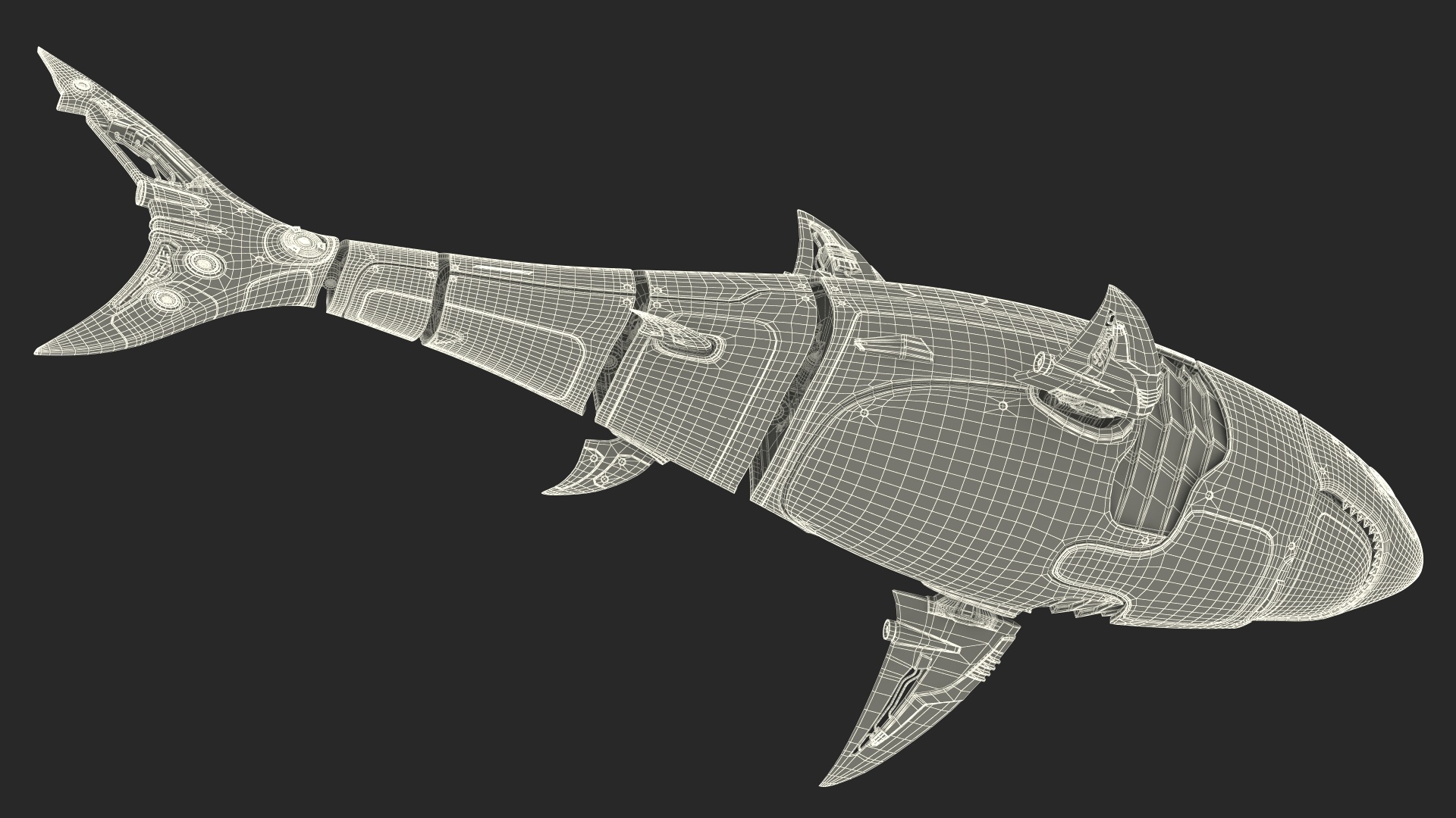 Shark Robot Rigged for Maya 3D