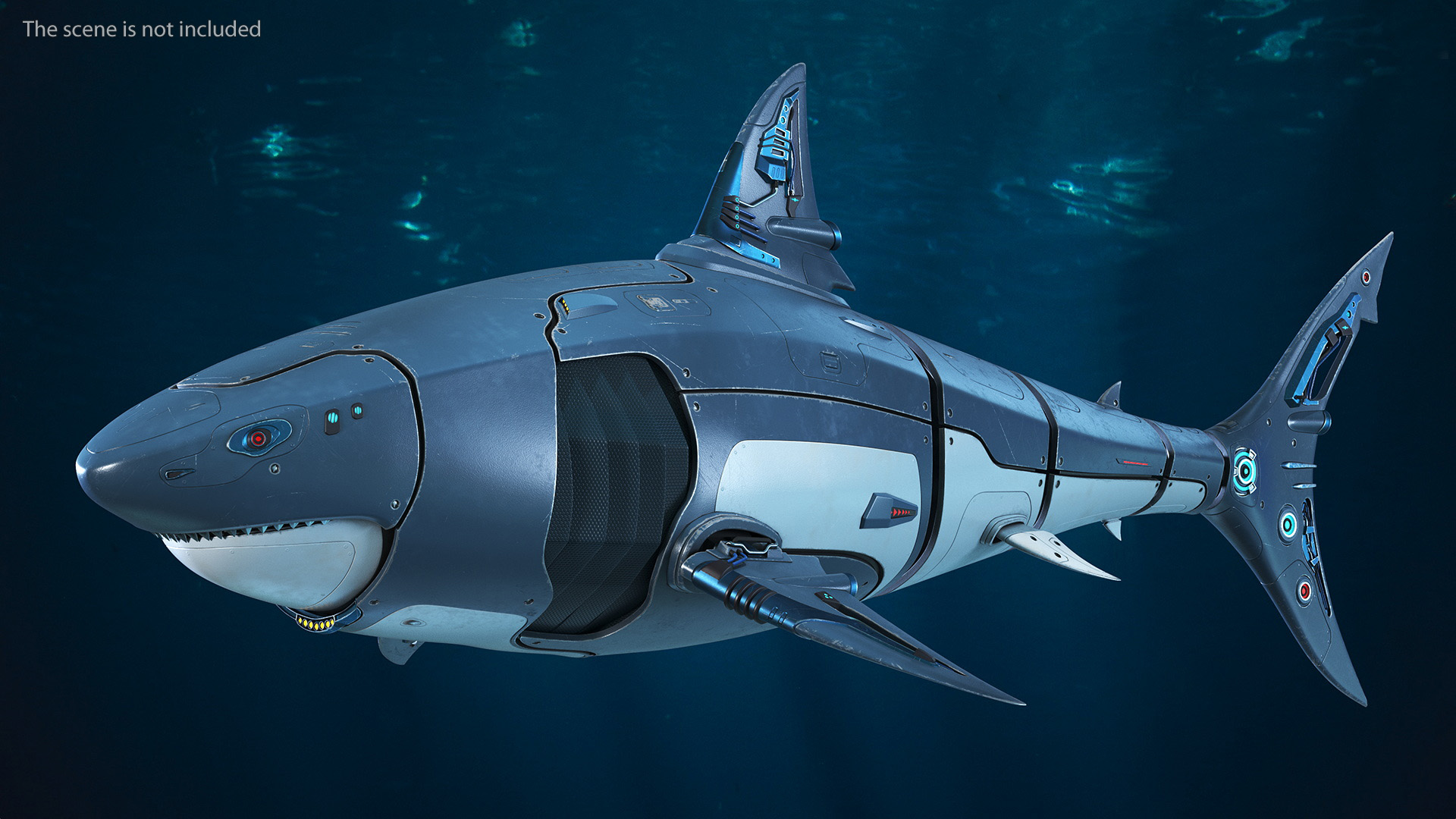 Shark Robot Rigged for Maya 3D
