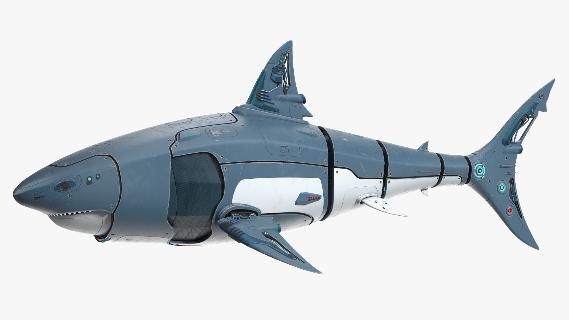 Shark Robot Rigged for Maya 3D