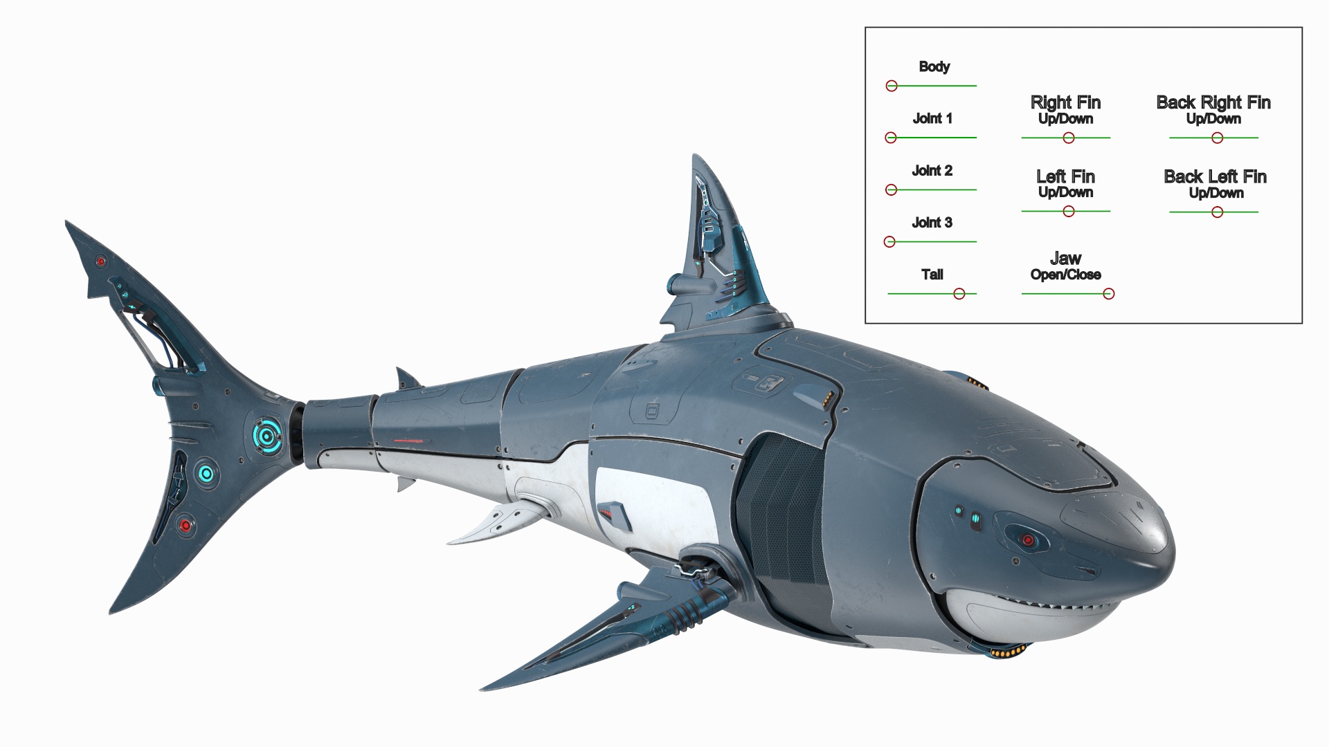 Shark Robot Rigged for Maya 3D