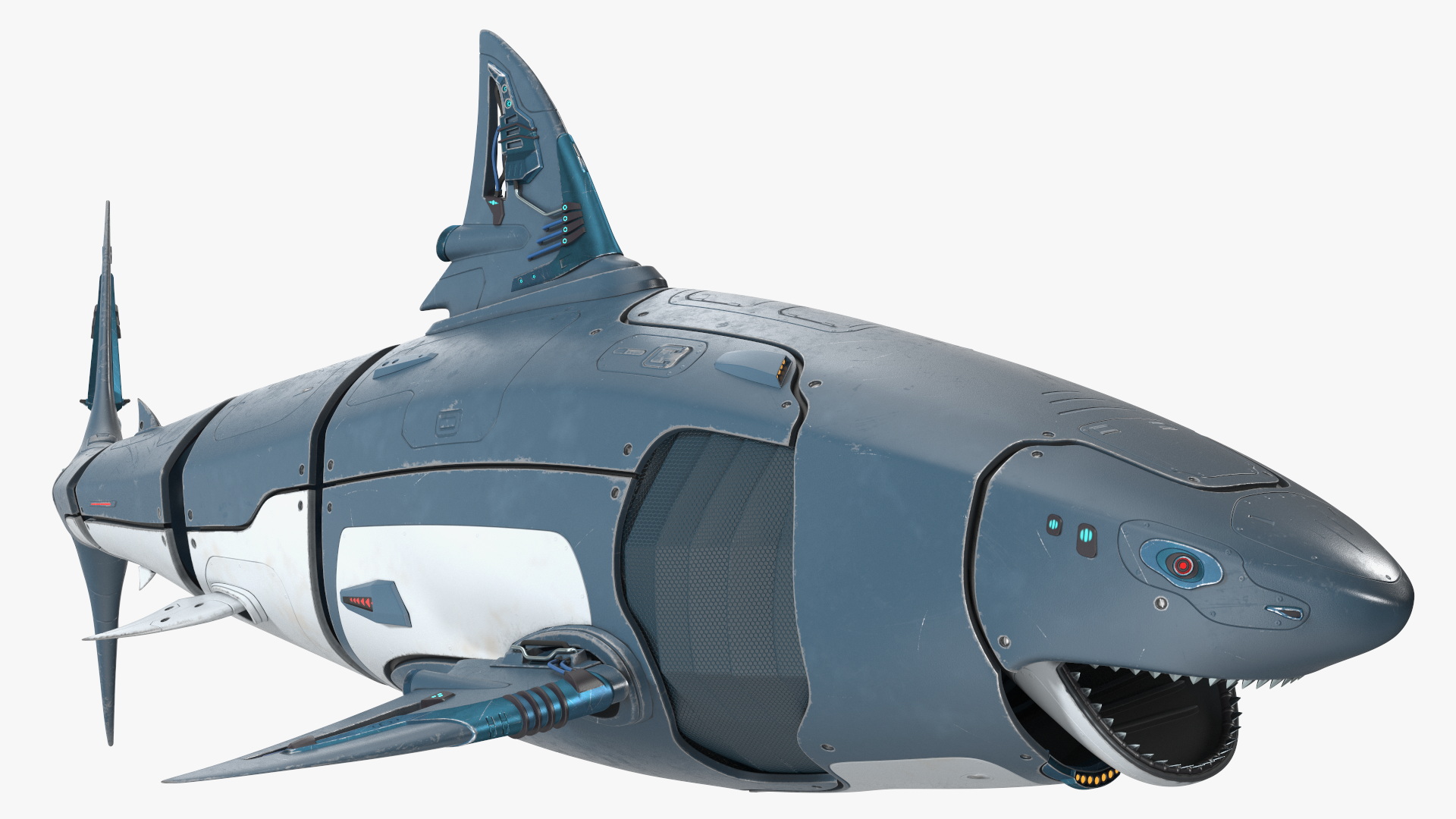 Shark Robot Rigged for Maya 3D