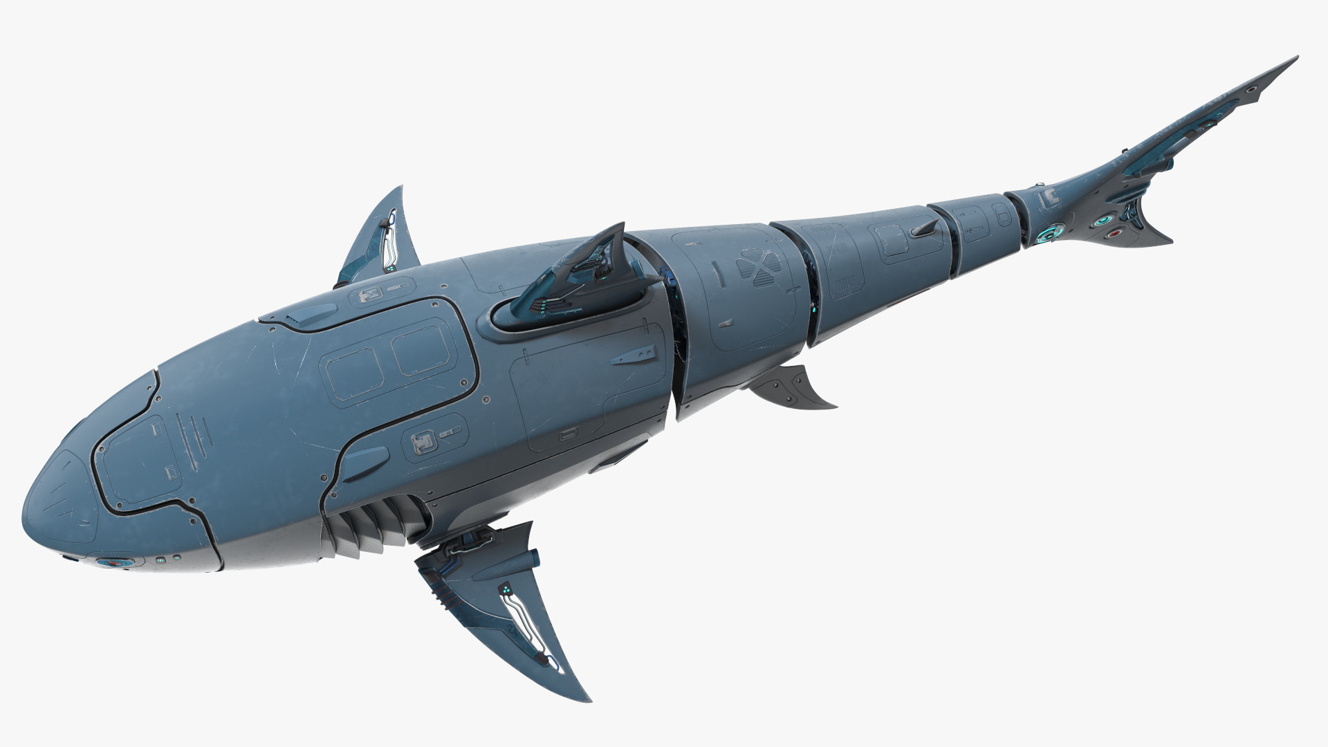 Shark Robot Rigged for Maya 3D