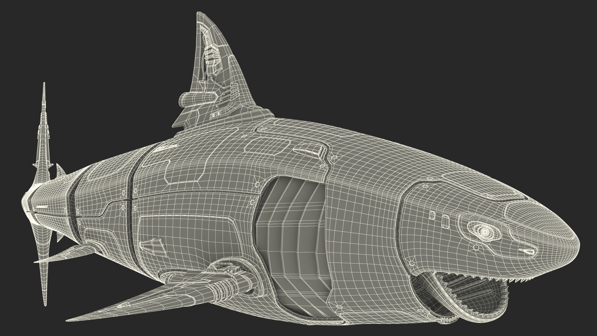 Shark Robot Rigged for Maya 3D