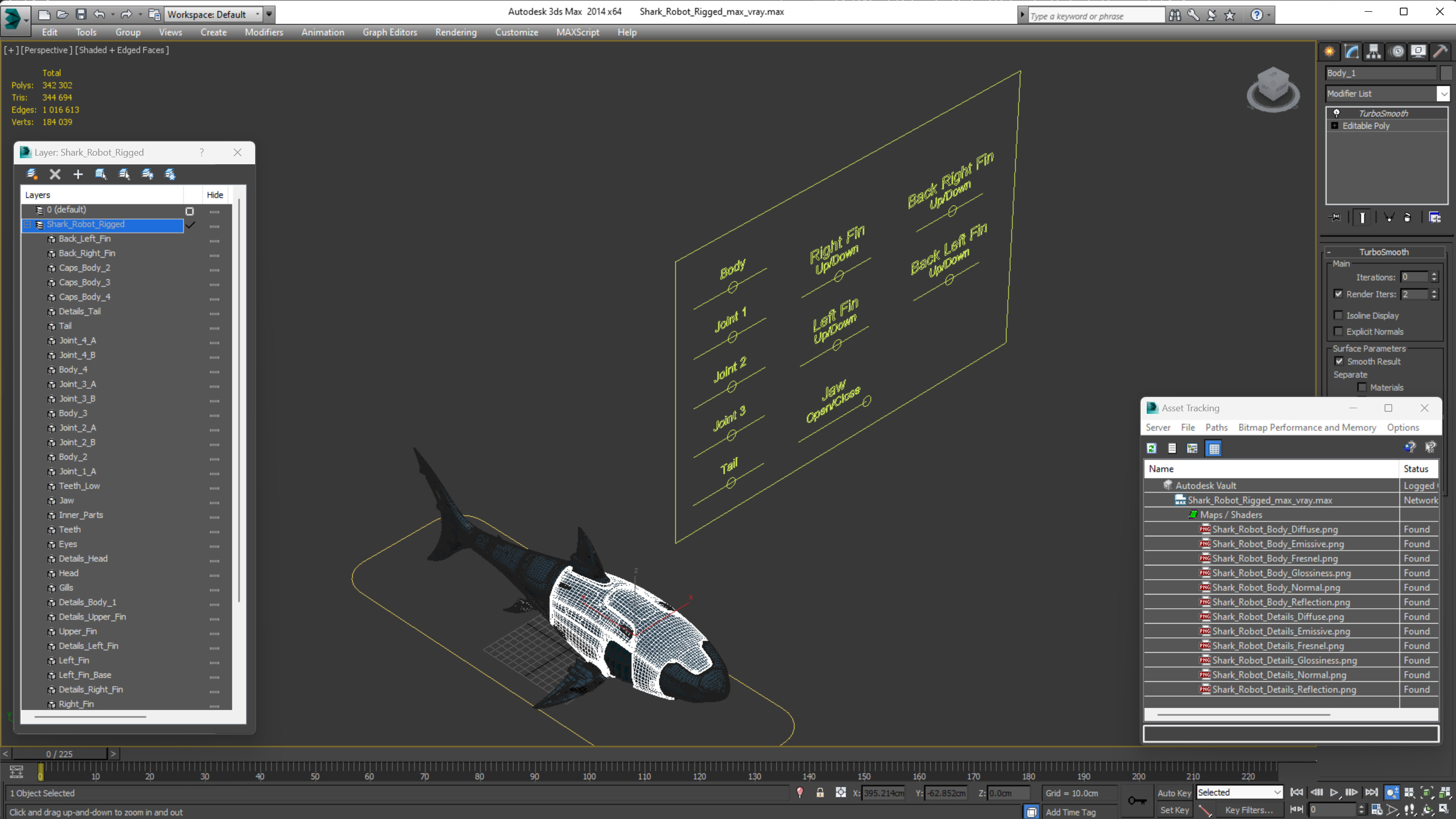 Shark Robot Rigged for Maya 3D