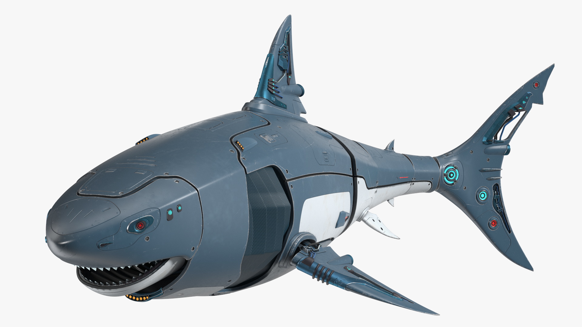 Shark Robot Rigged for Maya 3D