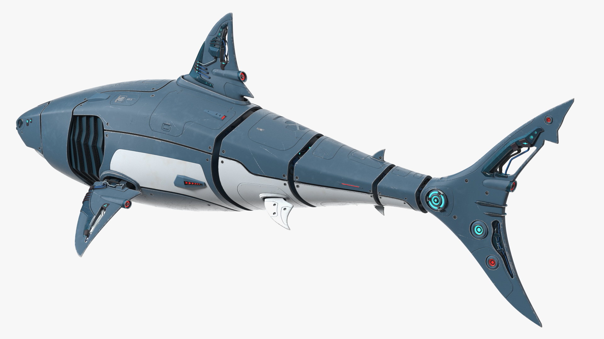 Shark Robot Rigged for Maya 3D