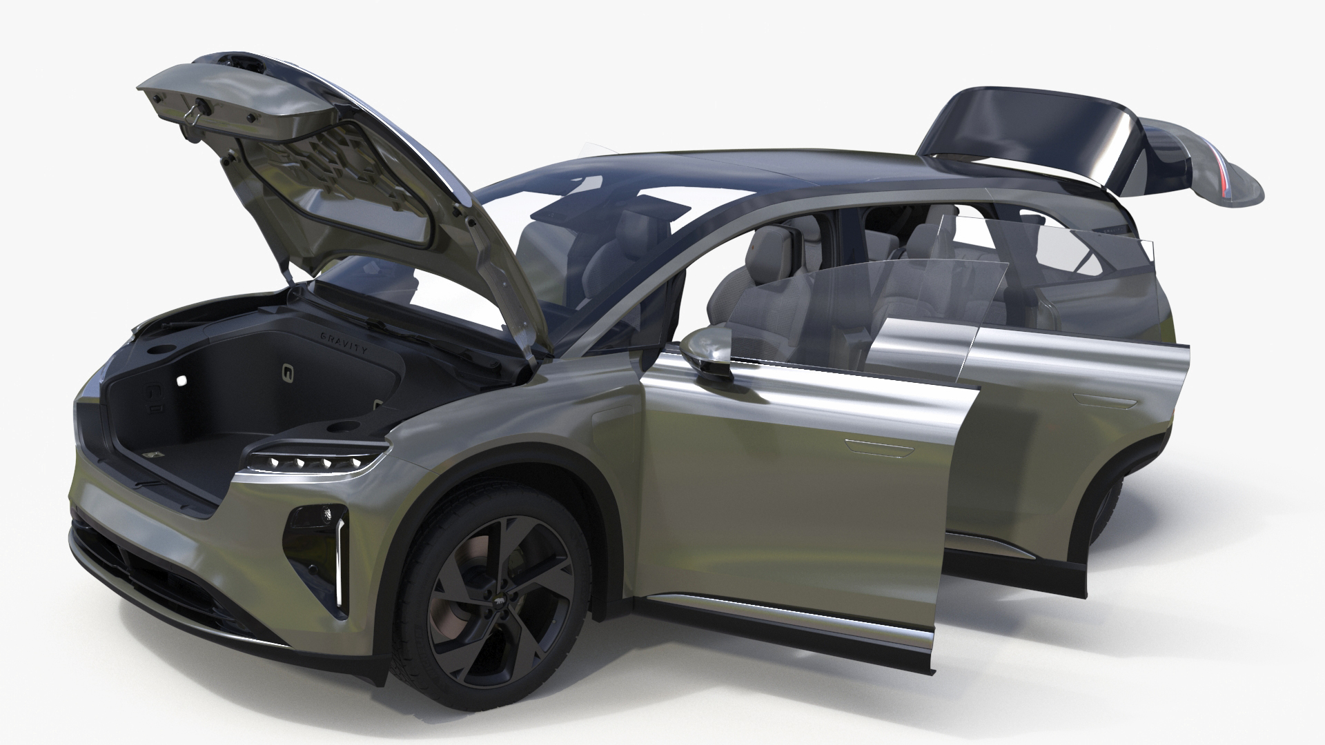 Lucid Gravity 2024 Electric SUV Olive Color Simplified 3D model