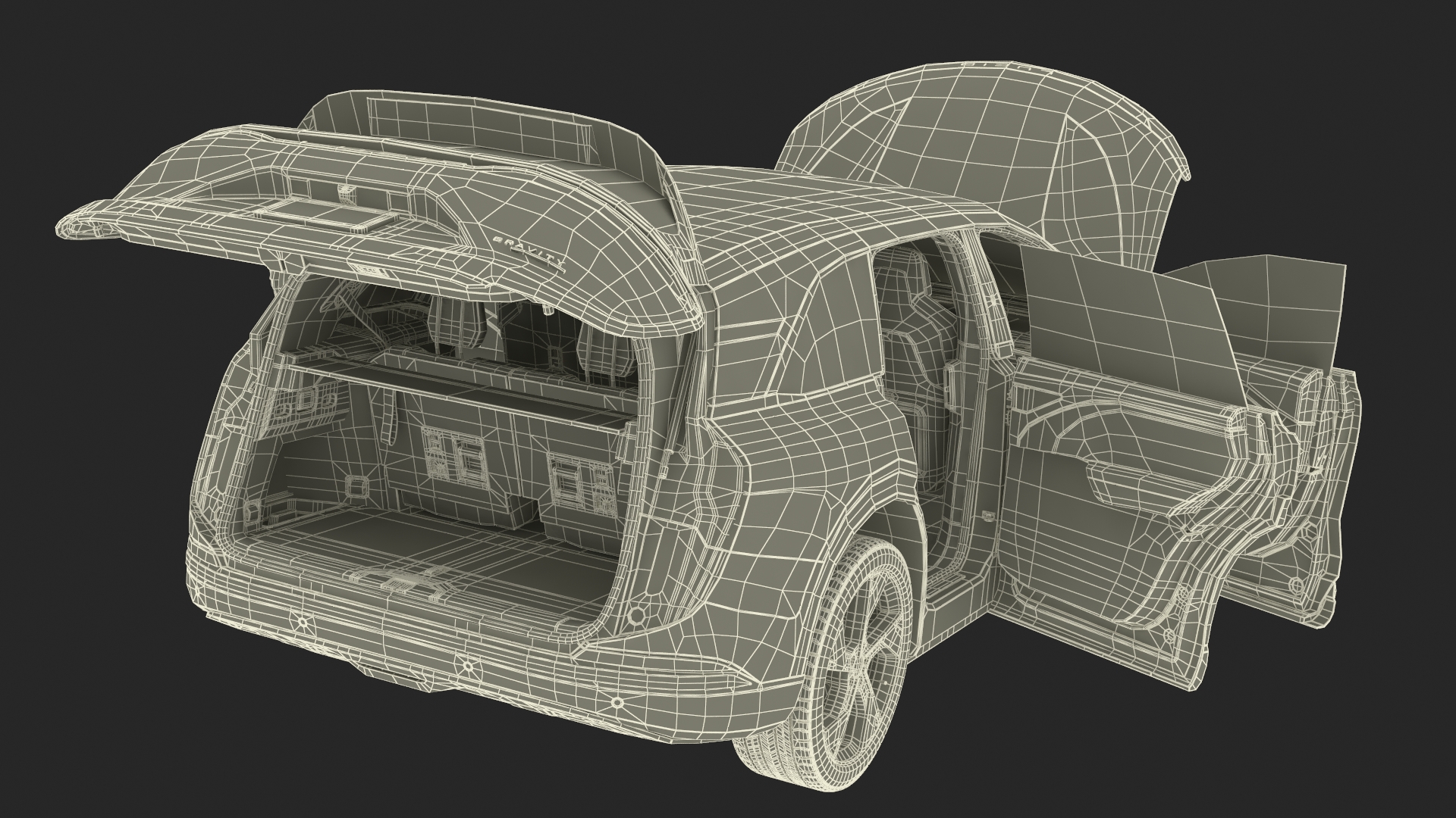 Lucid Gravity 2024 Electric SUV Olive Color Simplified 3D model