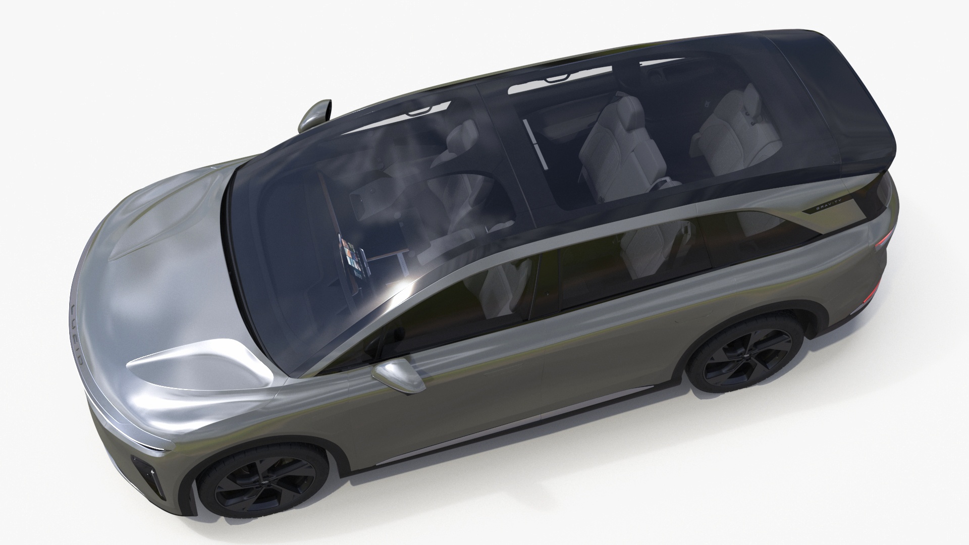 Lucid Gravity 2024 Electric SUV Olive Color Simplified 3D model