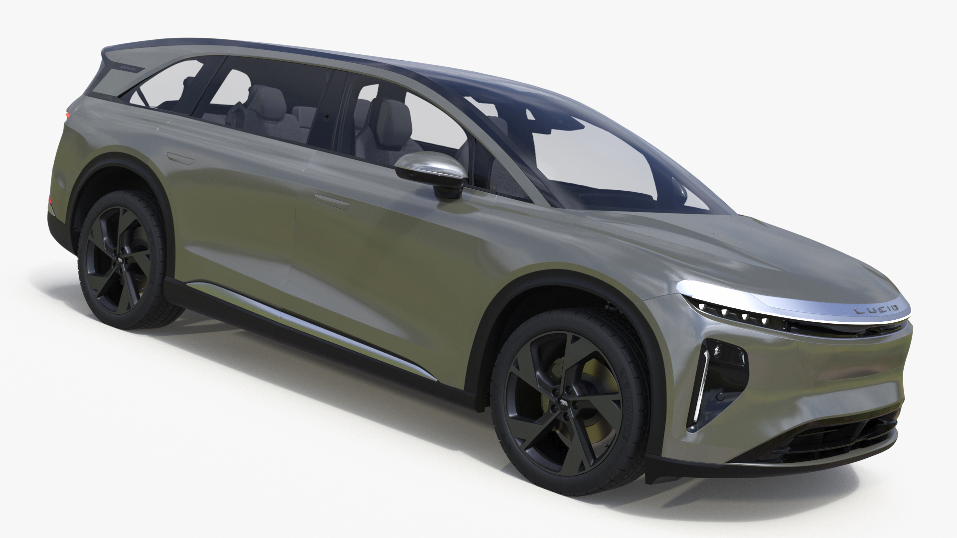 Lucid Gravity 2024 Electric SUV Olive Color Simplified 3D model