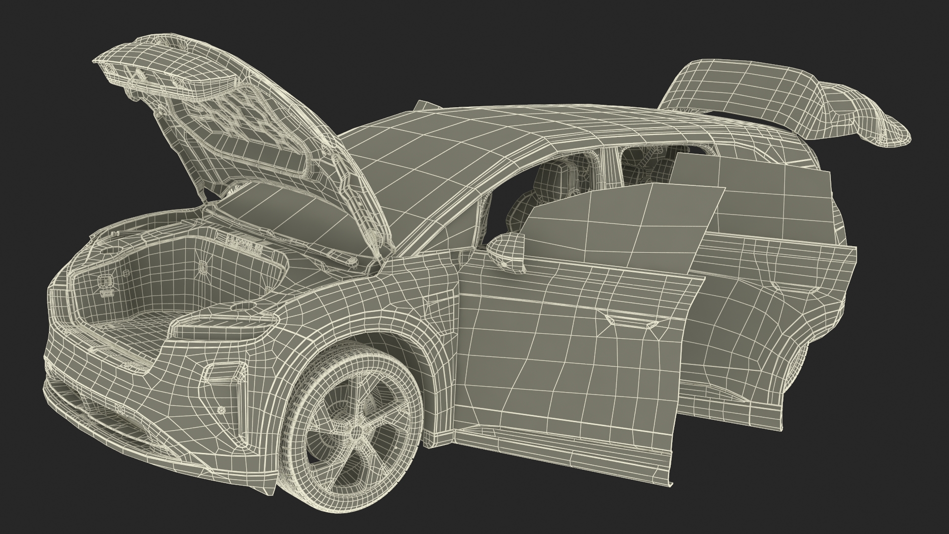 Lucid Gravity 2024 Electric SUV Olive Color Simplified 3D model