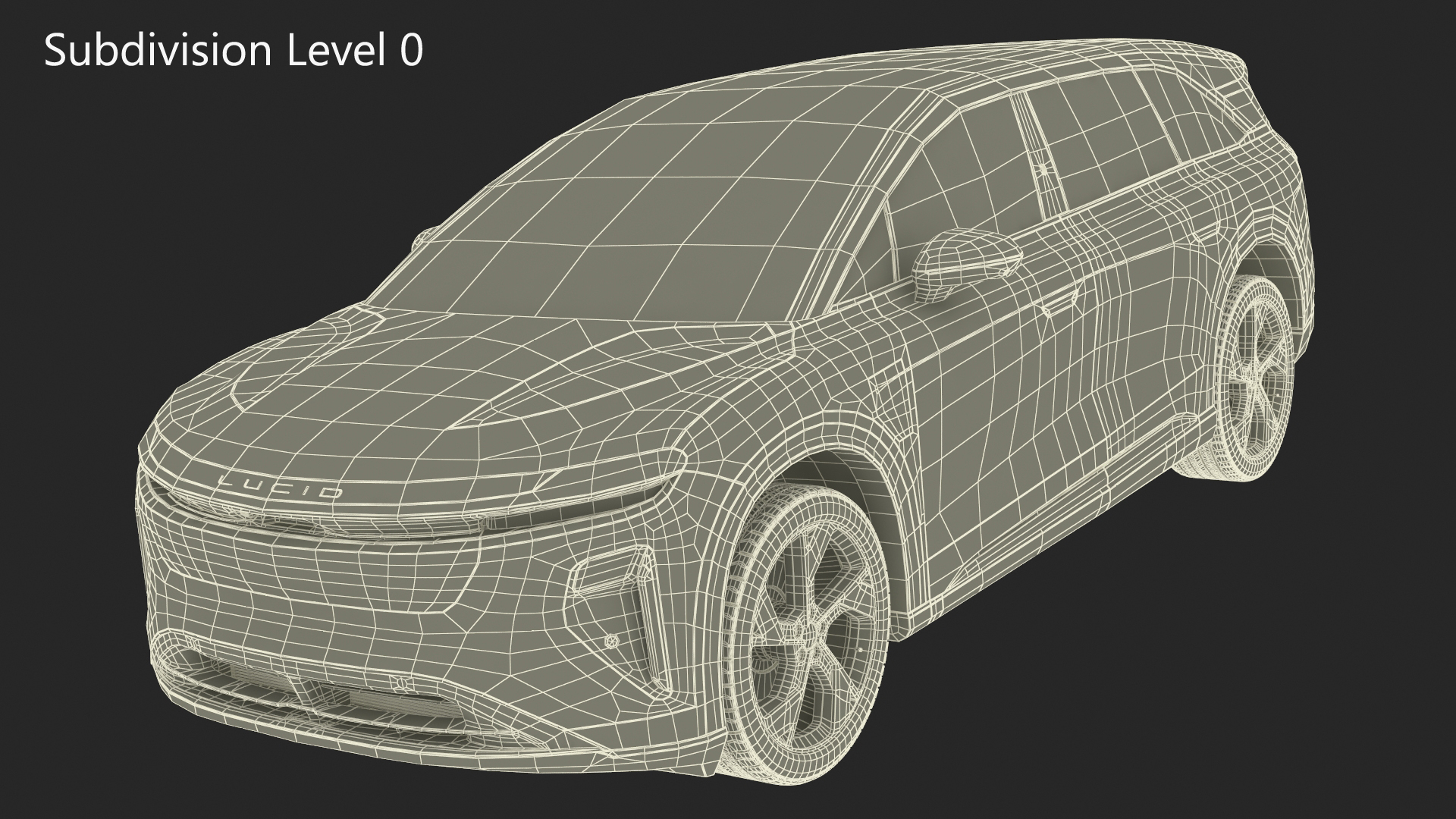 Lucid Gravity 2024 Electric SUV Olive Color Simplified 3D model