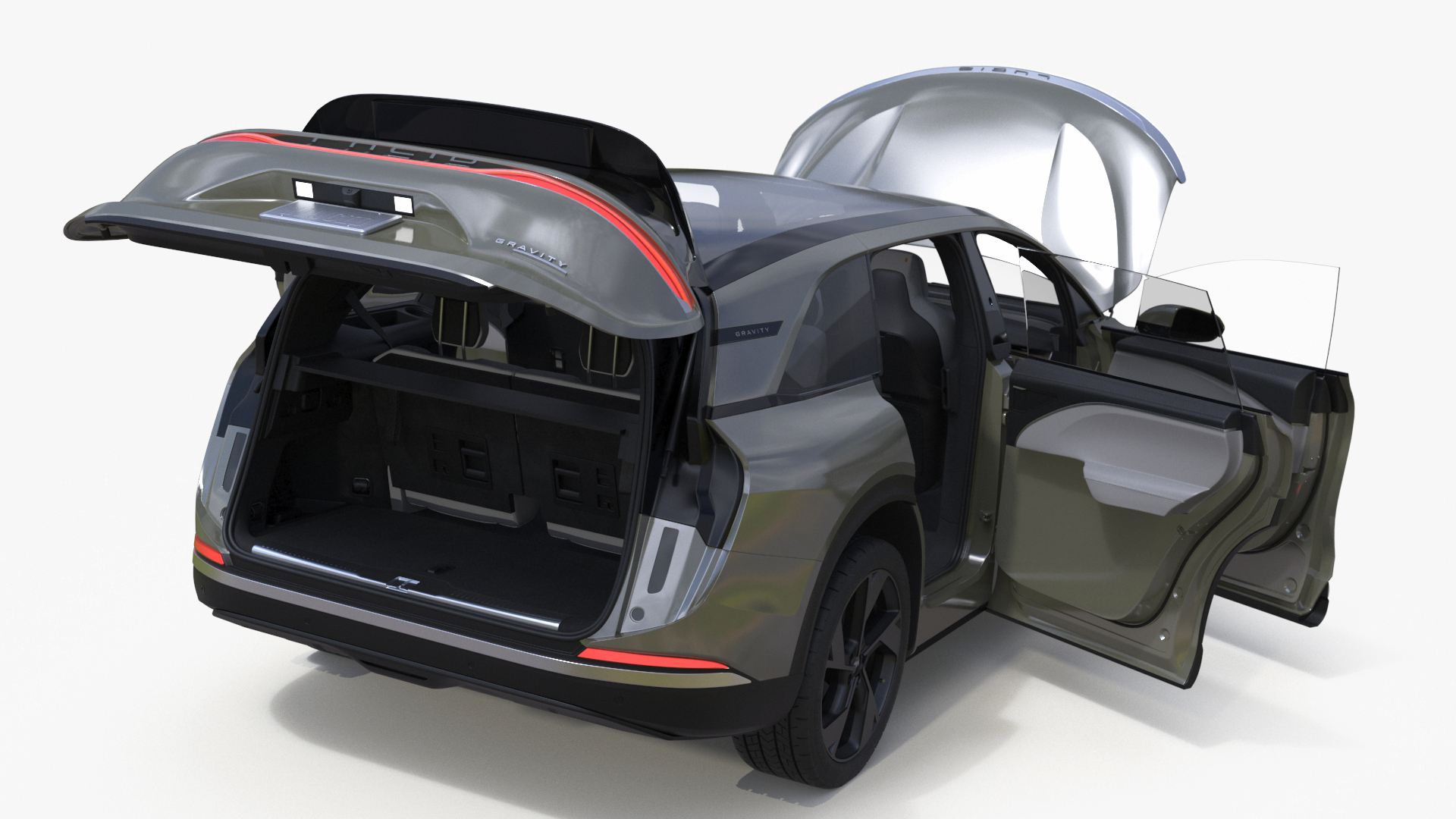 Lucid Gravity 2024 Electric SUV Olive Color Simplified 3D model