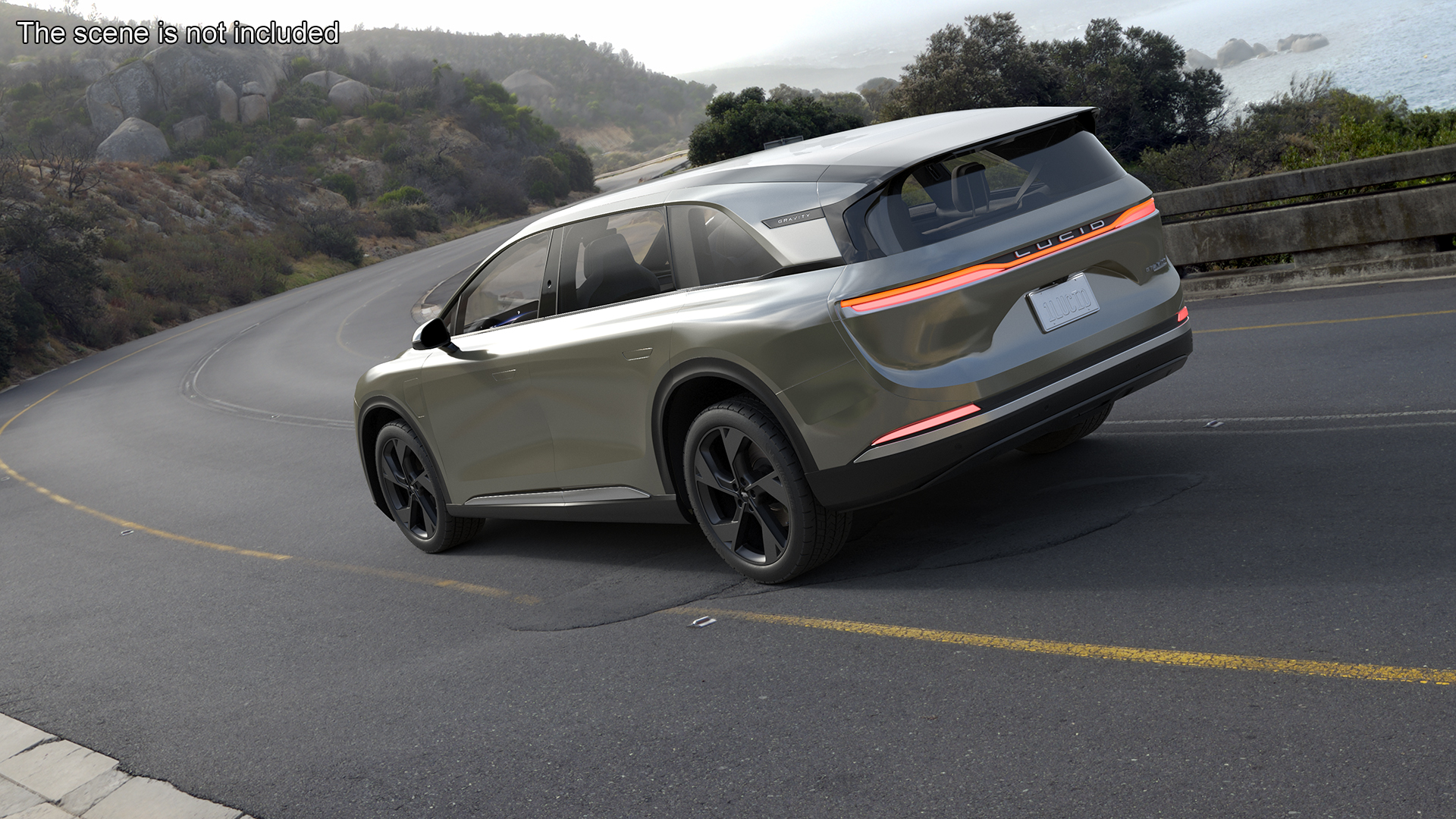 Lucid Gravity 2024 Electric SUV Olive Color Simplified 3D model