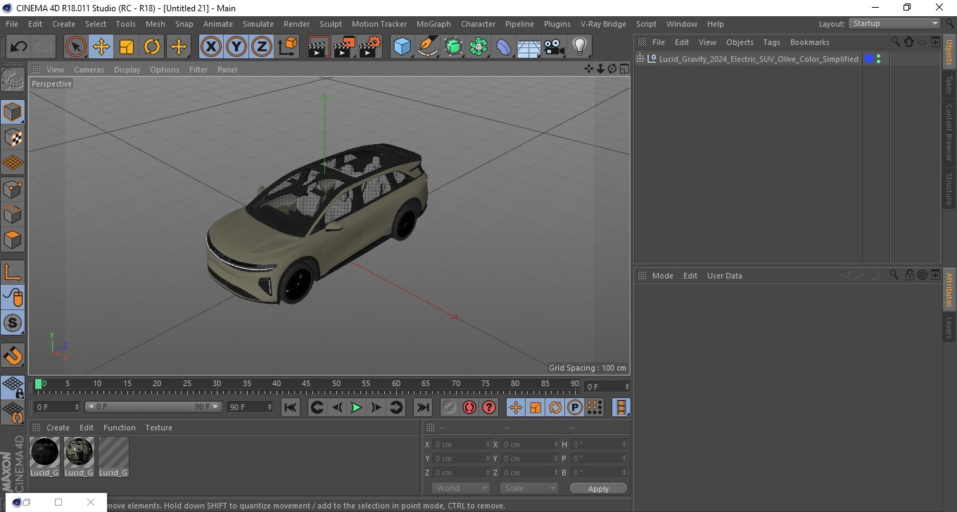 Lucid Gravity 2024 Electric SUV Olive Color Simplified 3D model