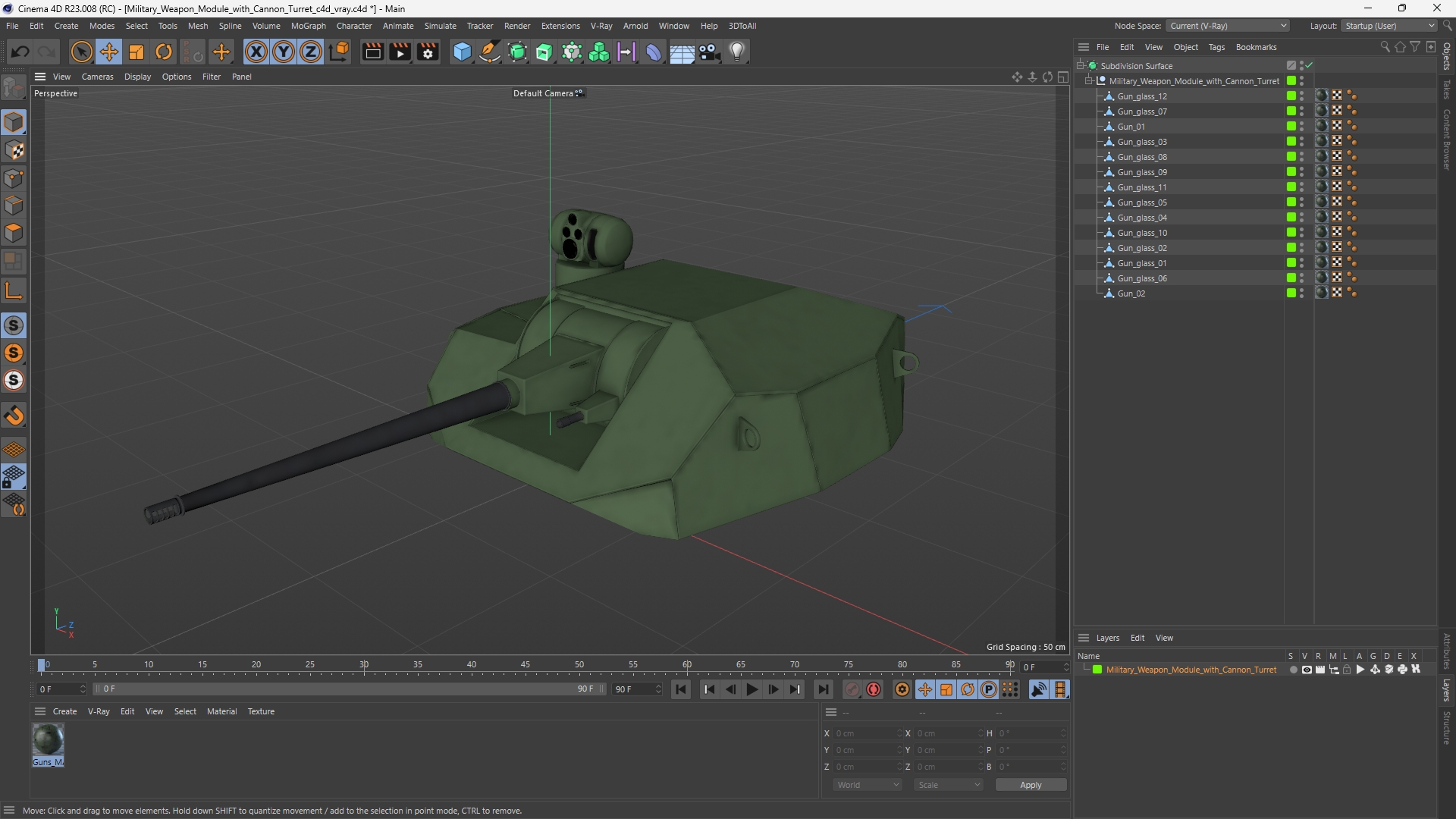 Military Weapon Module with Cannon Turret - view 12