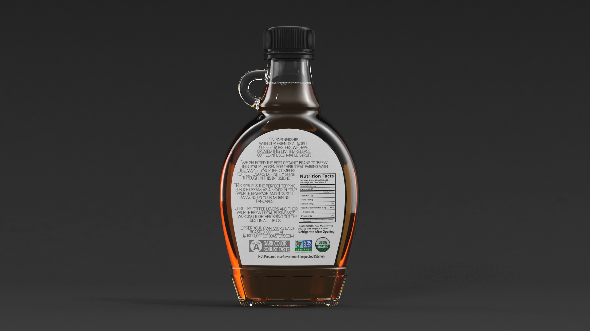 Organic Maple Syrup Glass Bottle 3D