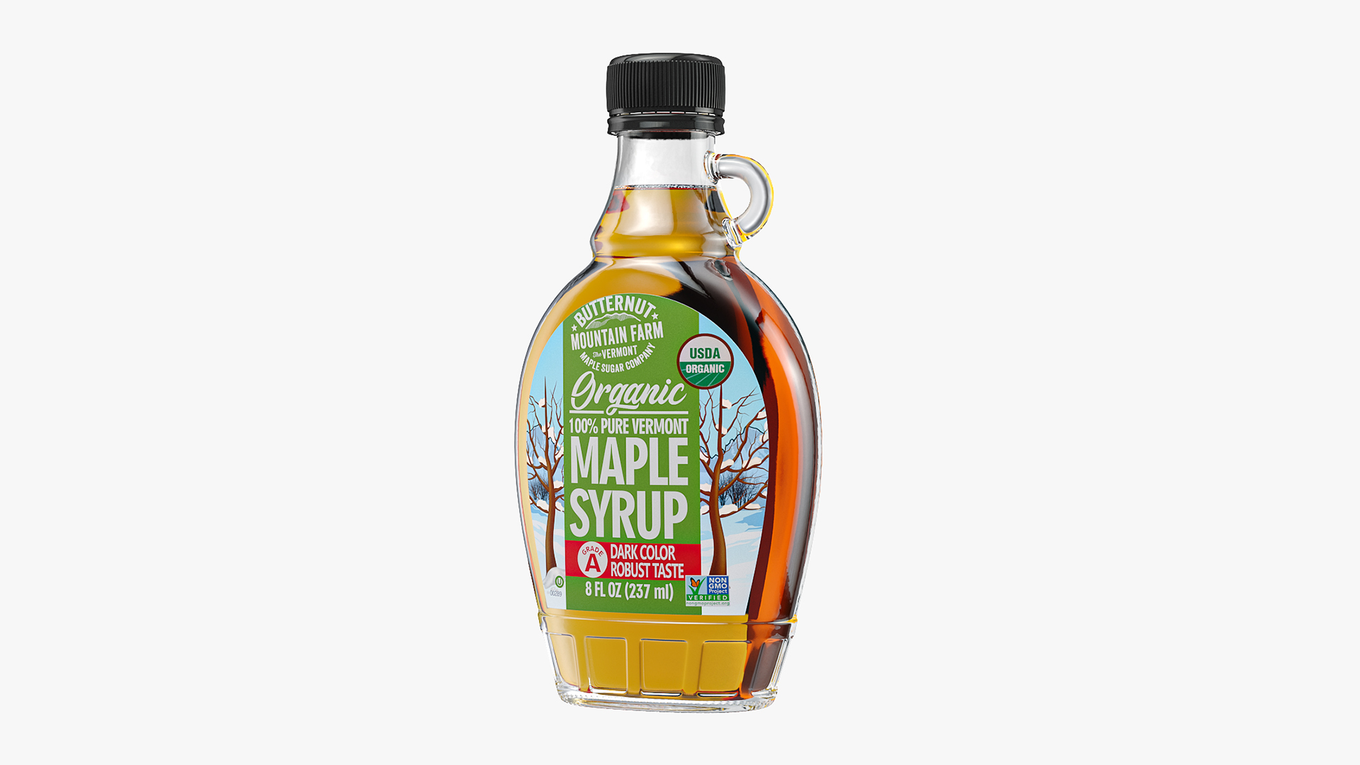 Organic Maple Syrup Glass Bottle 3D