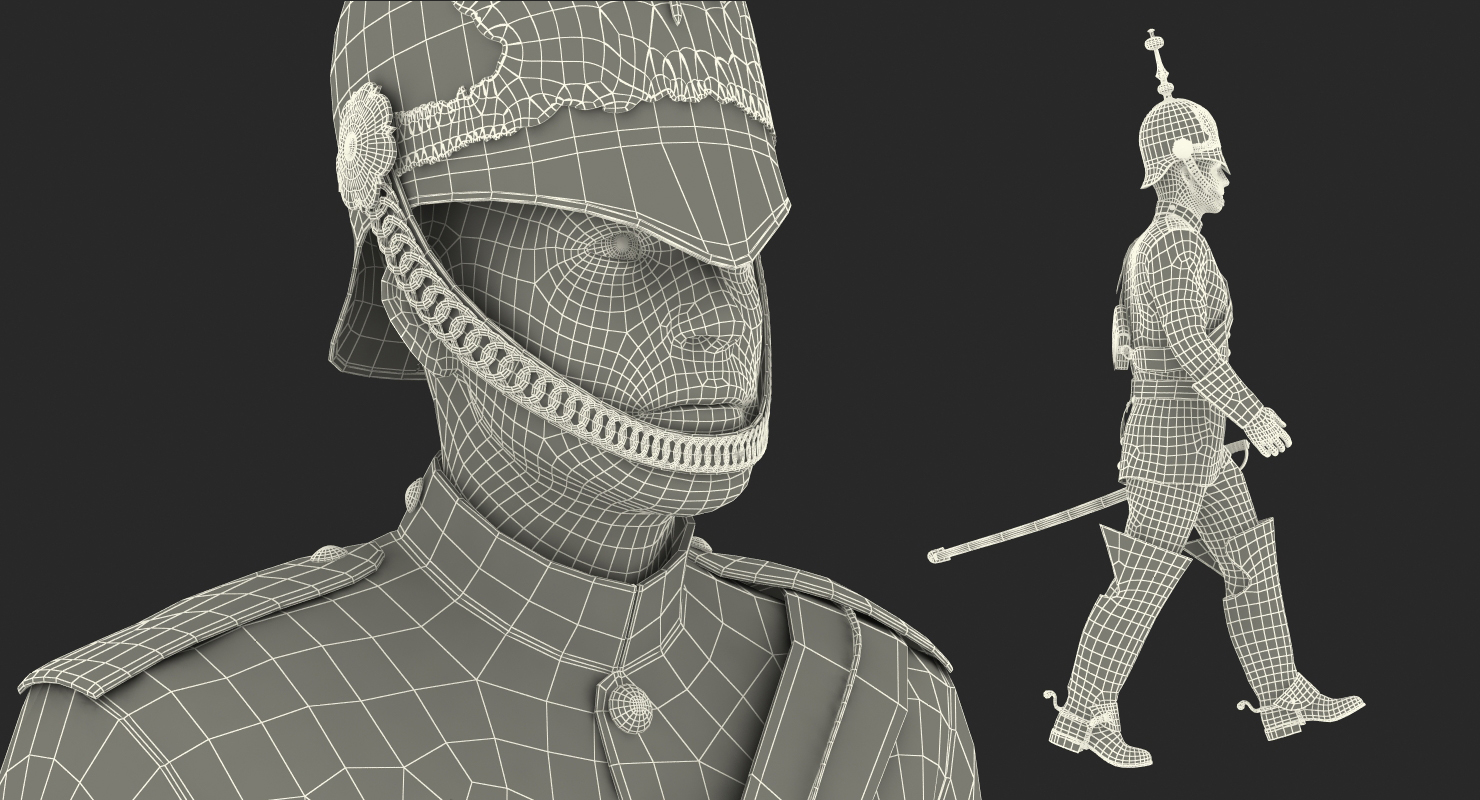 3D model British Royal Lifeguard Cavalry Soldier with Fur Rigged