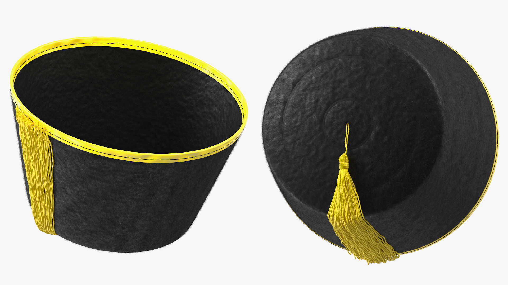 3D model Traditional Arabic Black Fez Hat With Yellow Tassel Fur