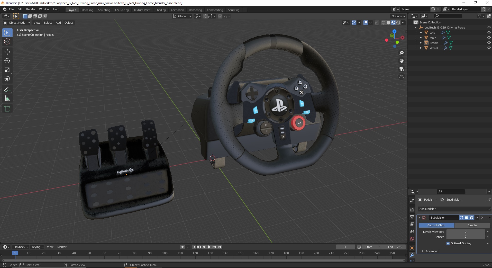 3D Logitech G G29 Driving Force model