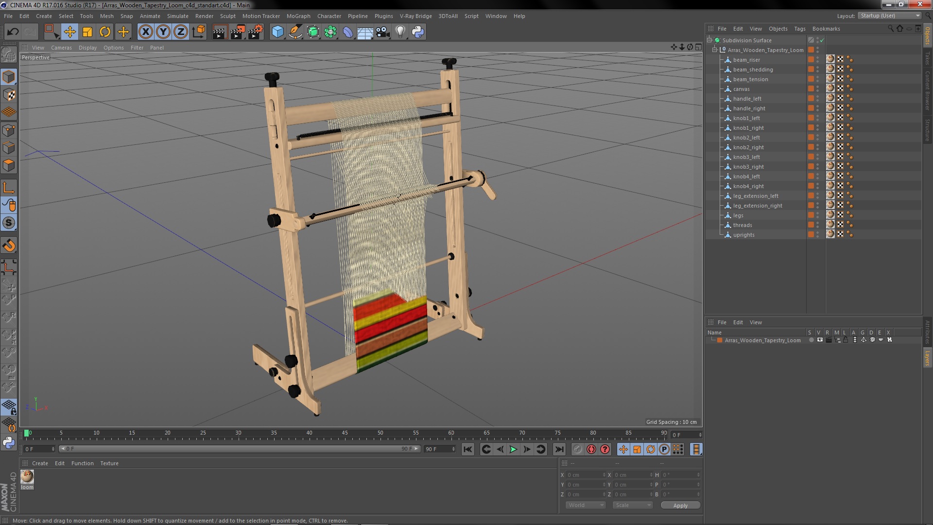 3D Arras Wooden Tapestry Loom
