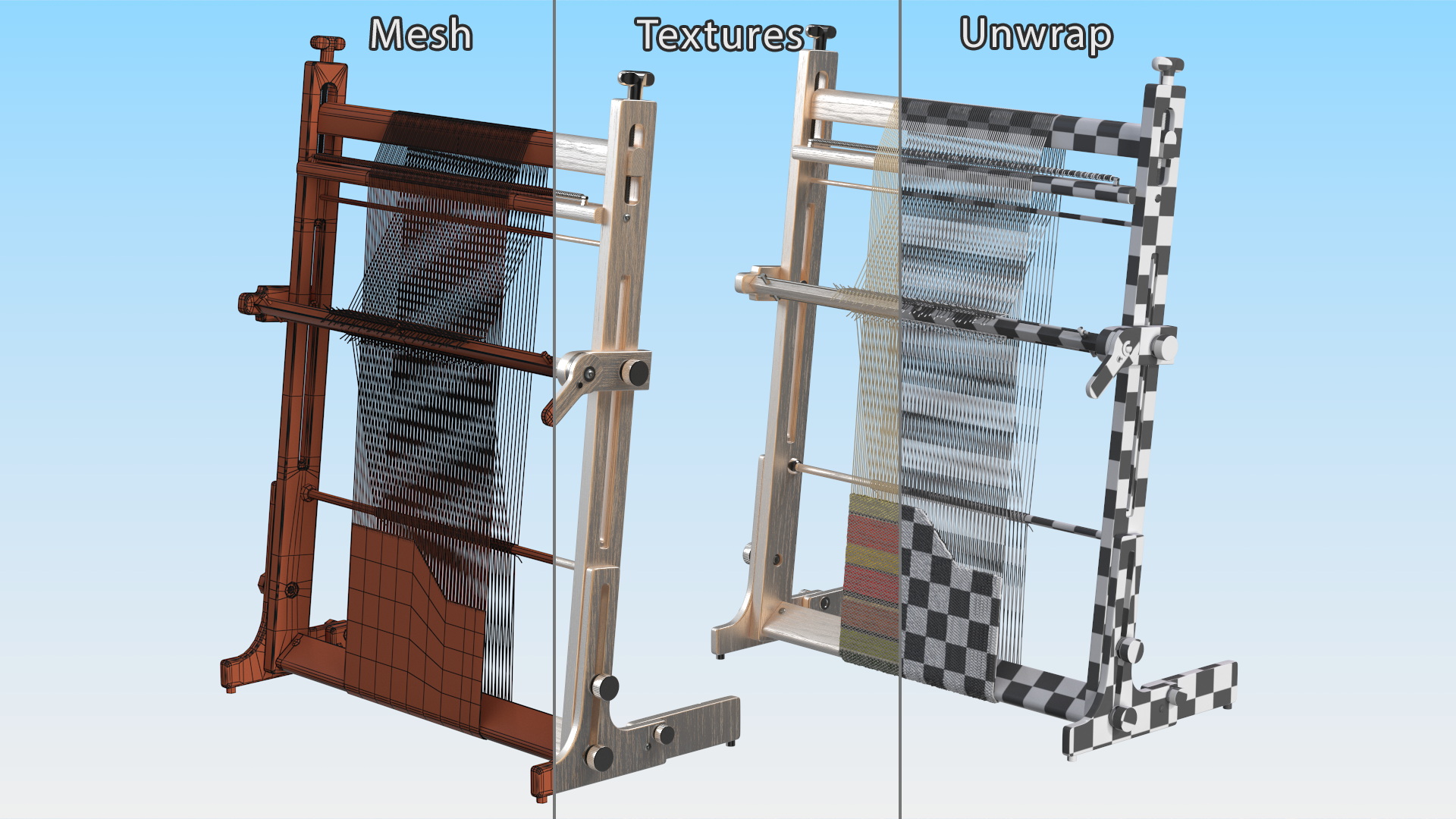 3D Arras Wooden Tapestry Loom