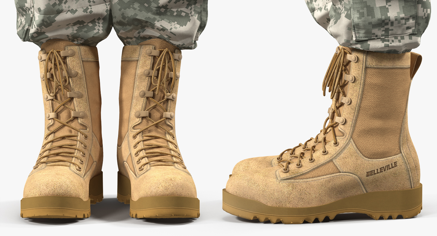 Saluting US ACU Soldier Pose Fur 3D