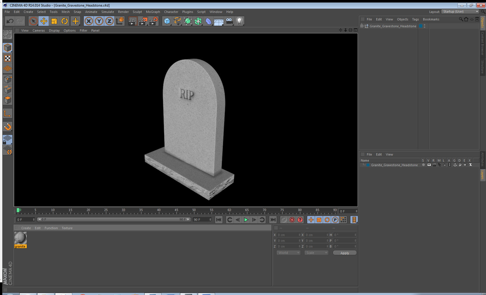 3D Granite Gravestone Headstone model