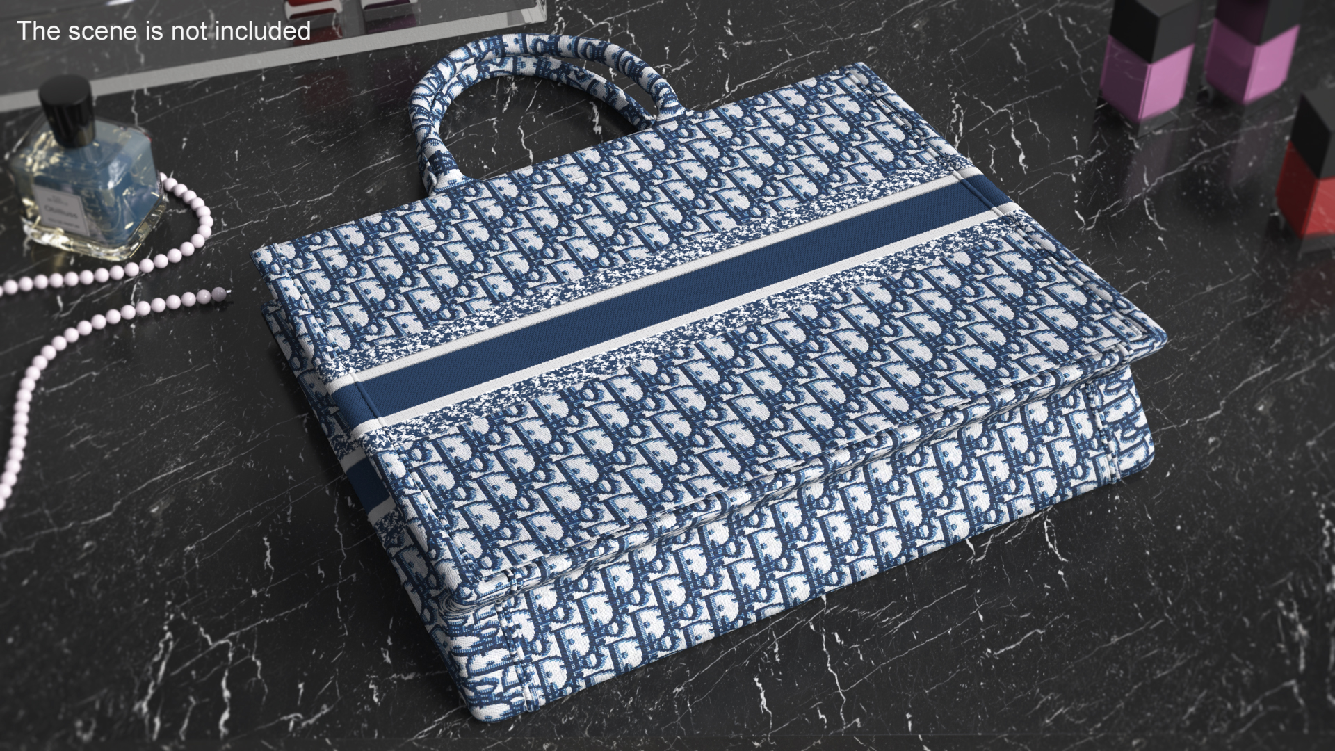 3D Ladies Embroidery Tote Bag Blue