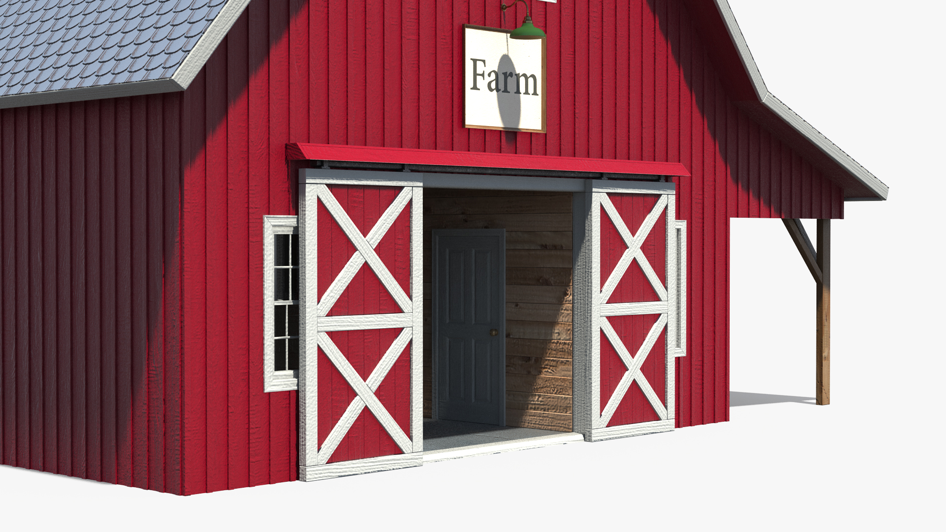 Traditional American Red Barn 3D model