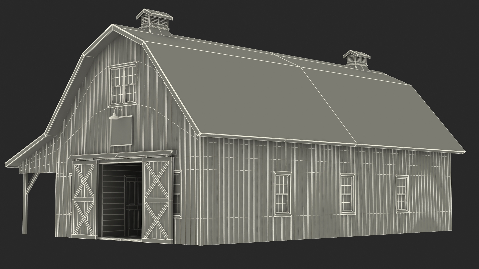 Traditional American Red Barn 3D model