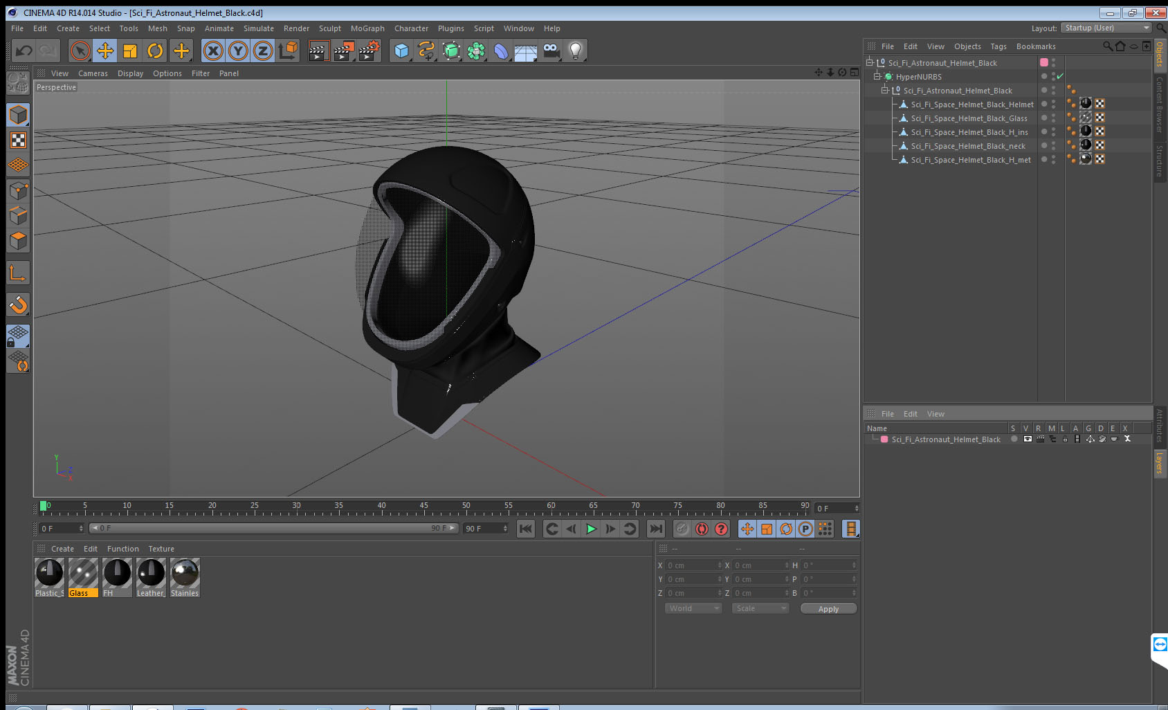 Sci Fi Astronaut Helmet Black 3D model