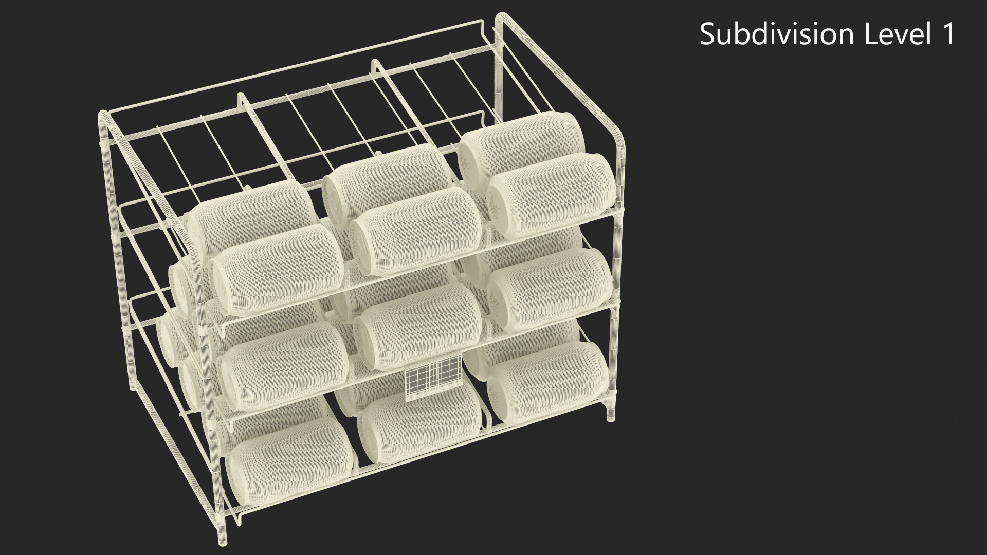 3D Beverage Organizer with CocaCola Cans and Price Label model