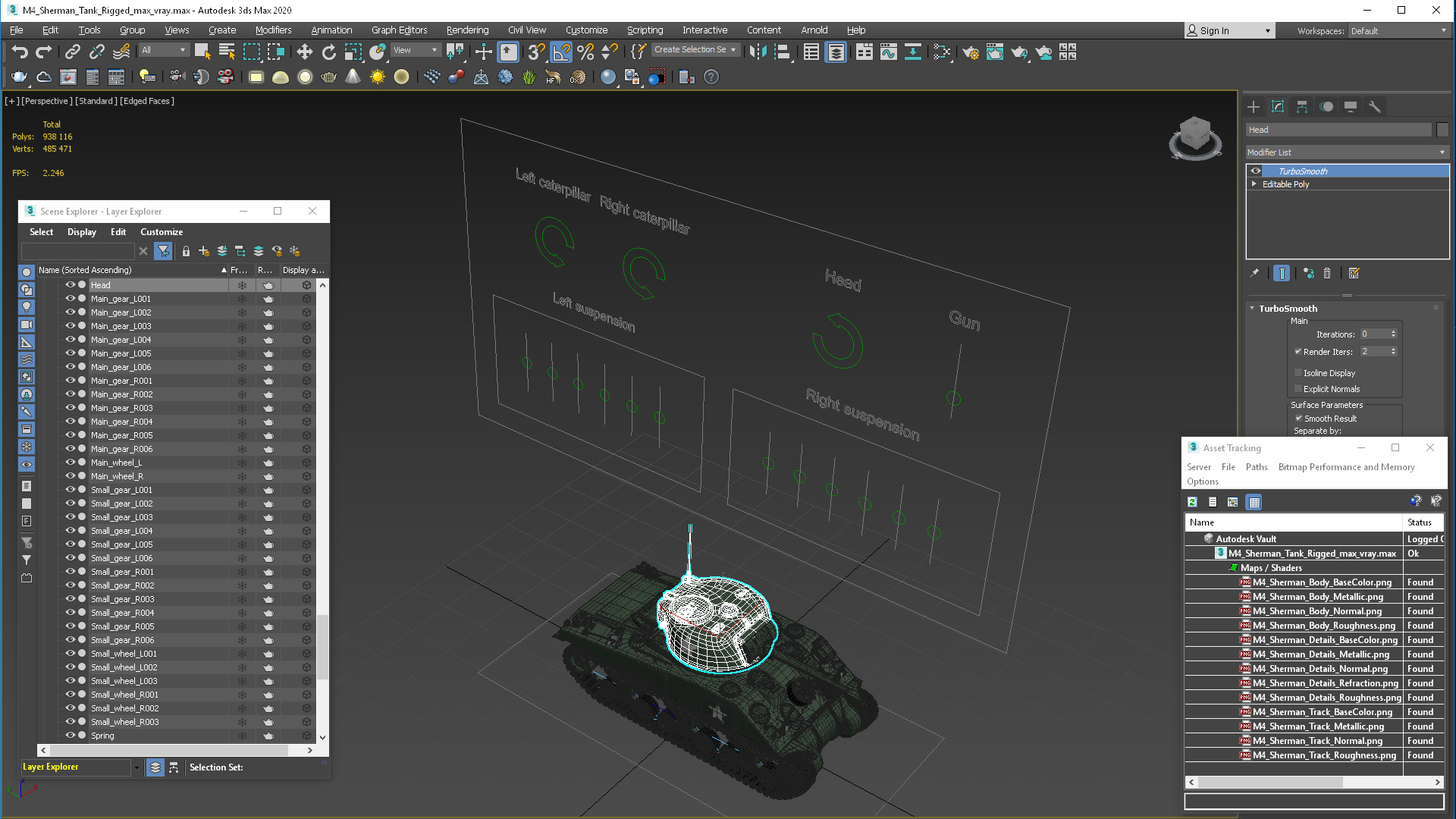 M4 Sherman Tank Rigged 3D