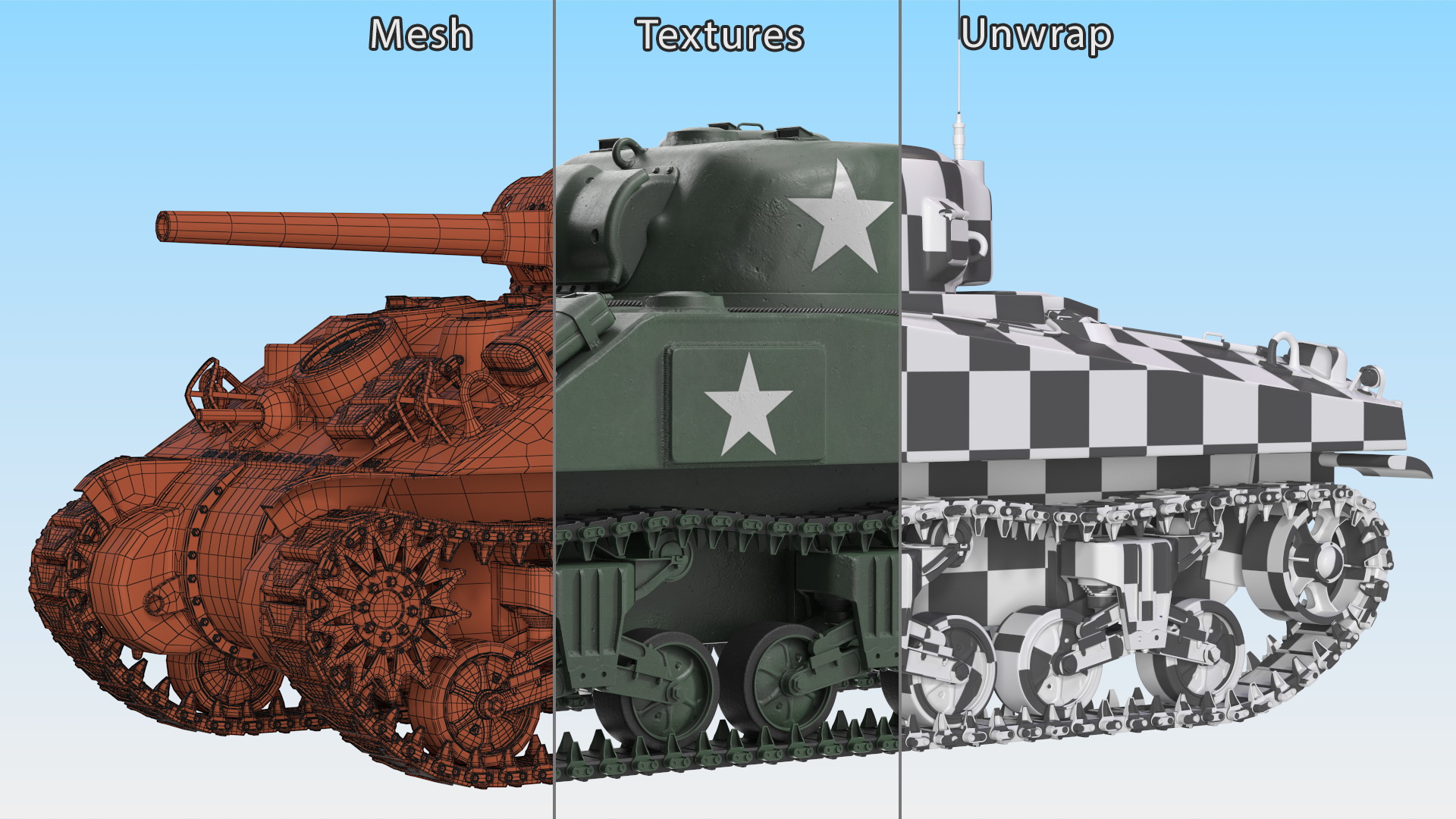 M4 Sherman Tank Rigged 3D