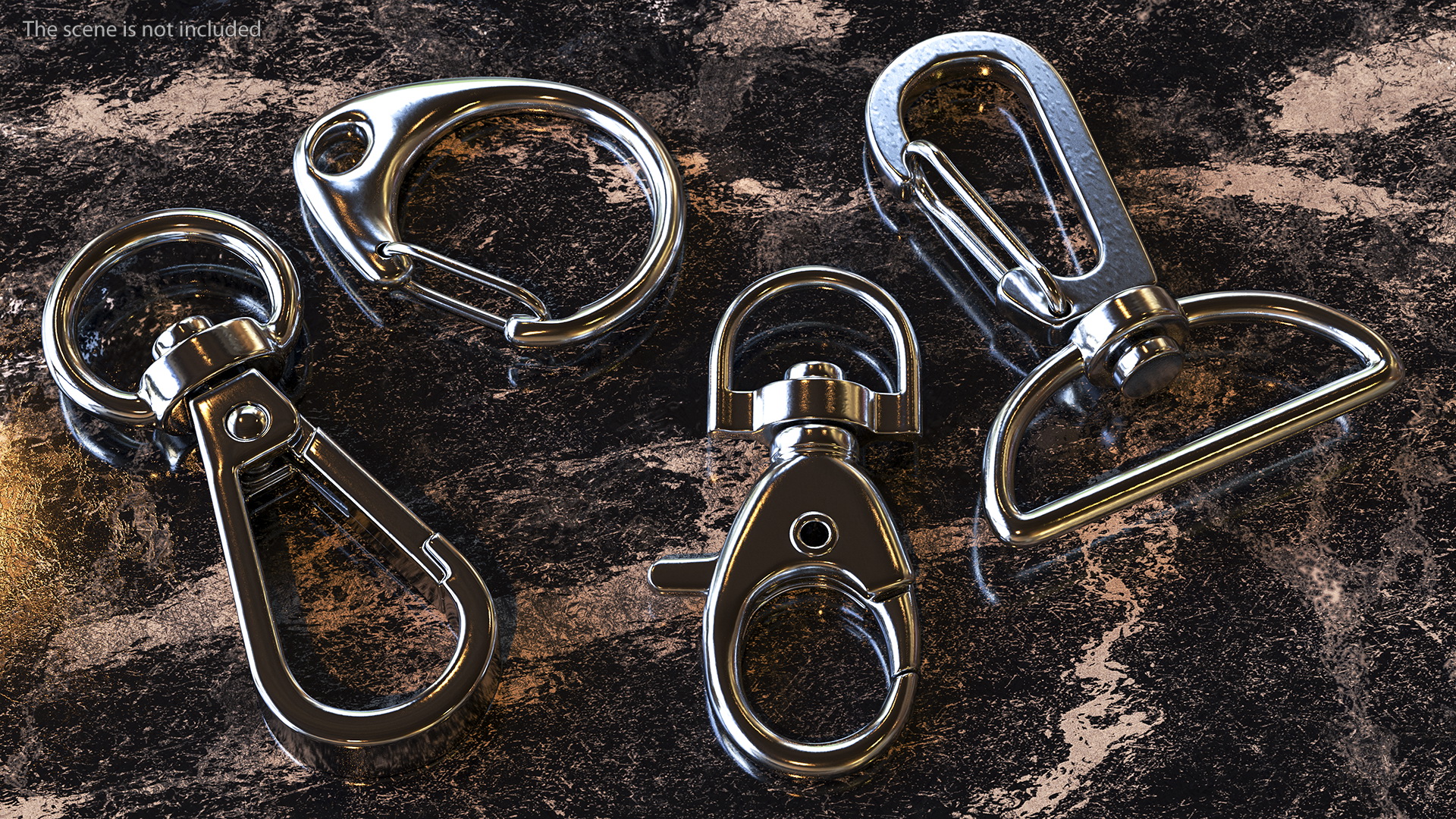 Metal Claw Clasp Silver Set 3D