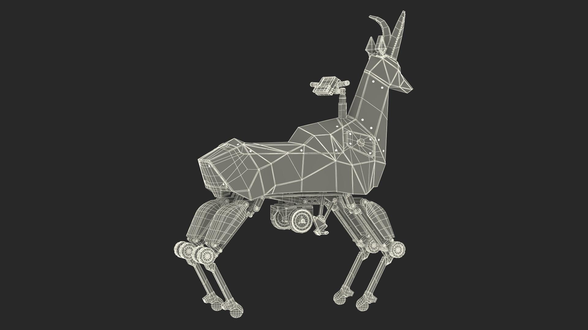 3D model Black Ridable Goat Robot Rigged for Cinema 4D