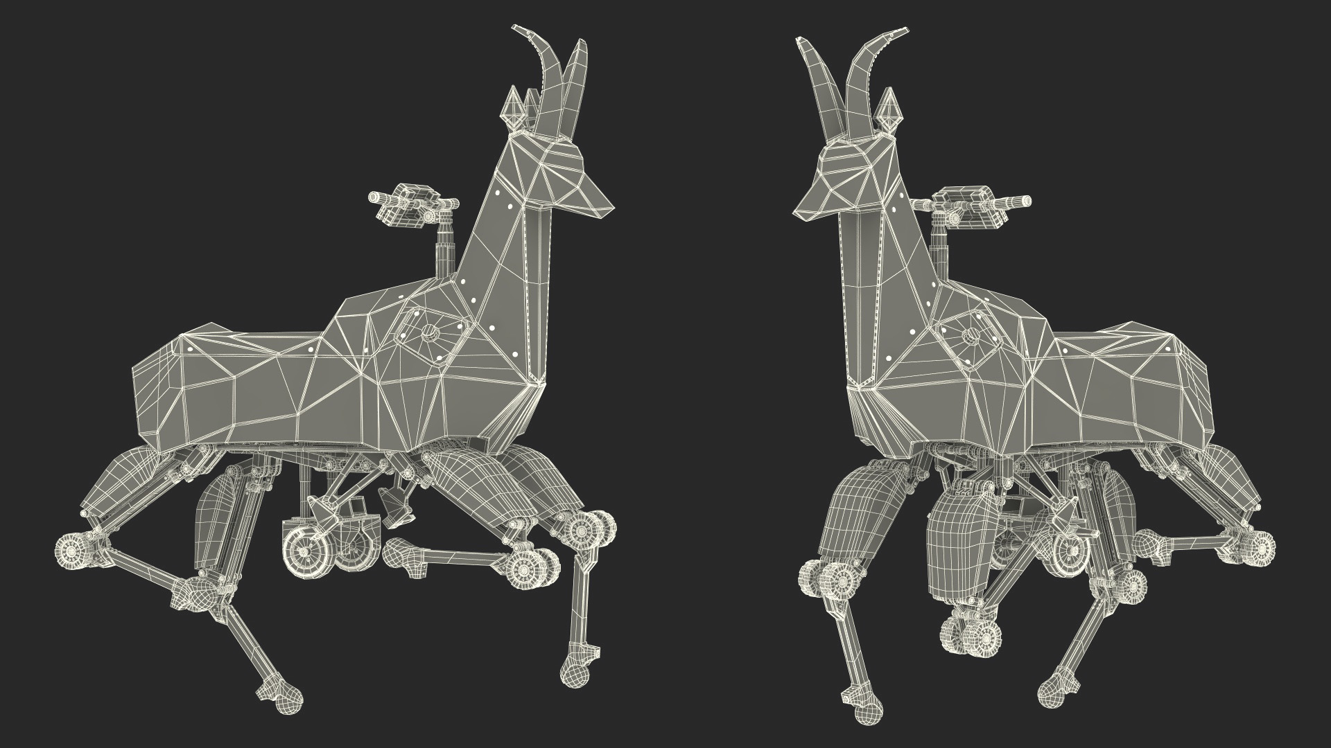 3D model Black Ridable Goat Robot Rigged for Cinema 4D