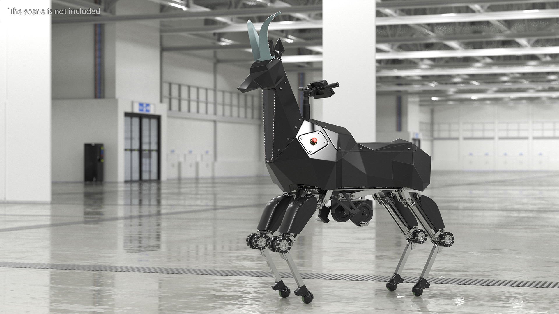 3D model Black Ridable Goat Robot Rigged for Cinema 4D