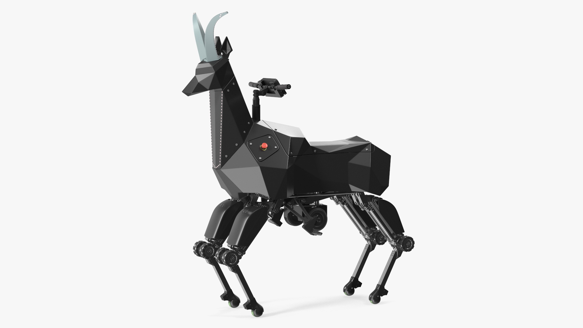 3D model Black Ridable Goat Robot Rigged for Cinema 4D