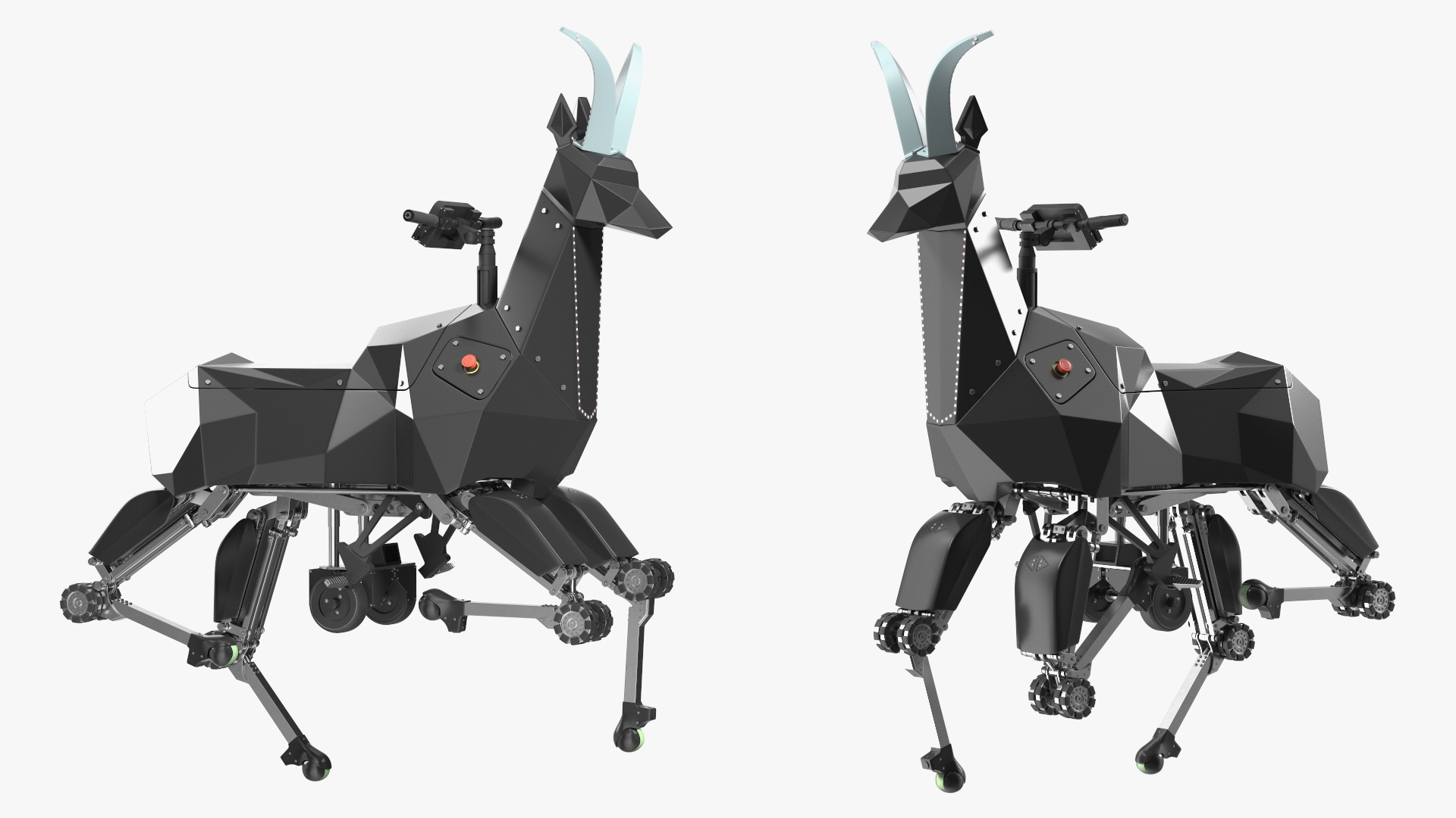 3D model Black Ridable Goat Robot Rigged for Cinema 4D