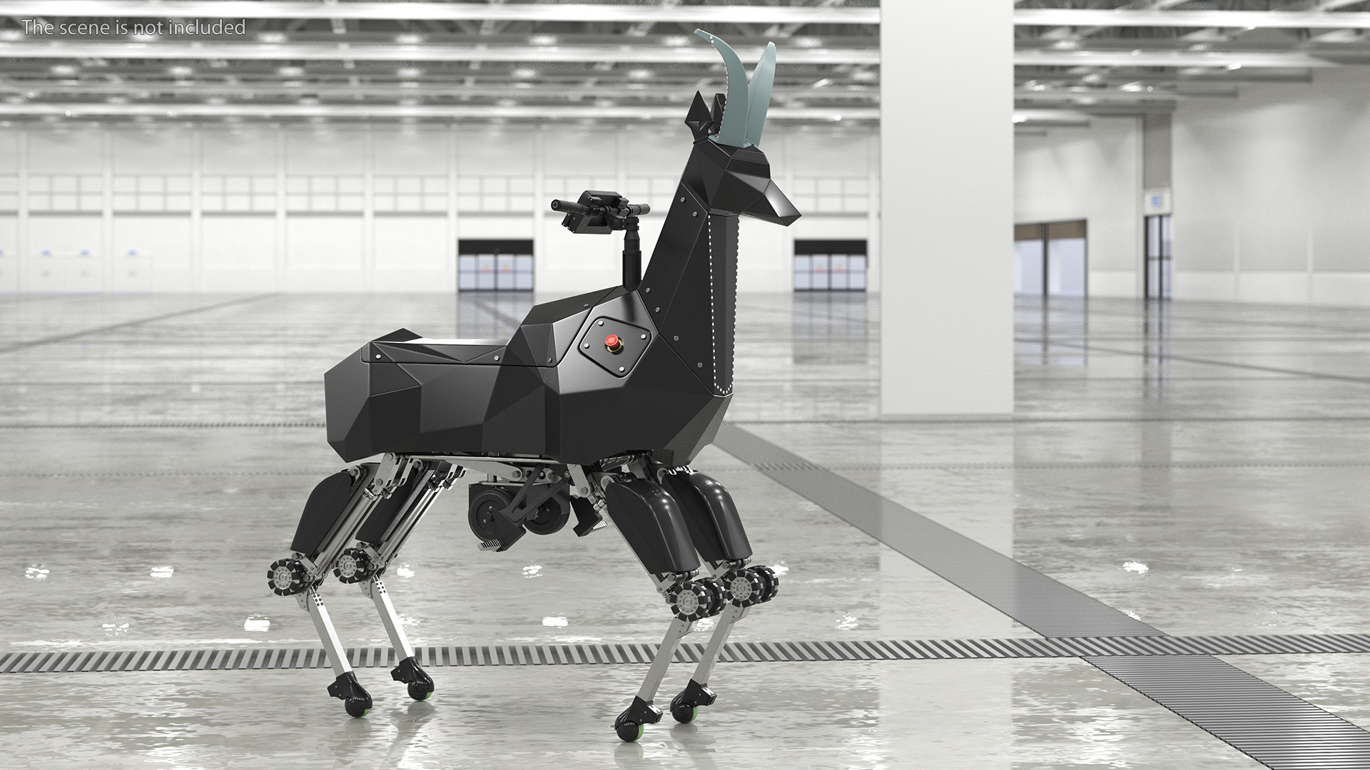 3D model Black Ridable Goat Robot Rigged for Cinema 4D