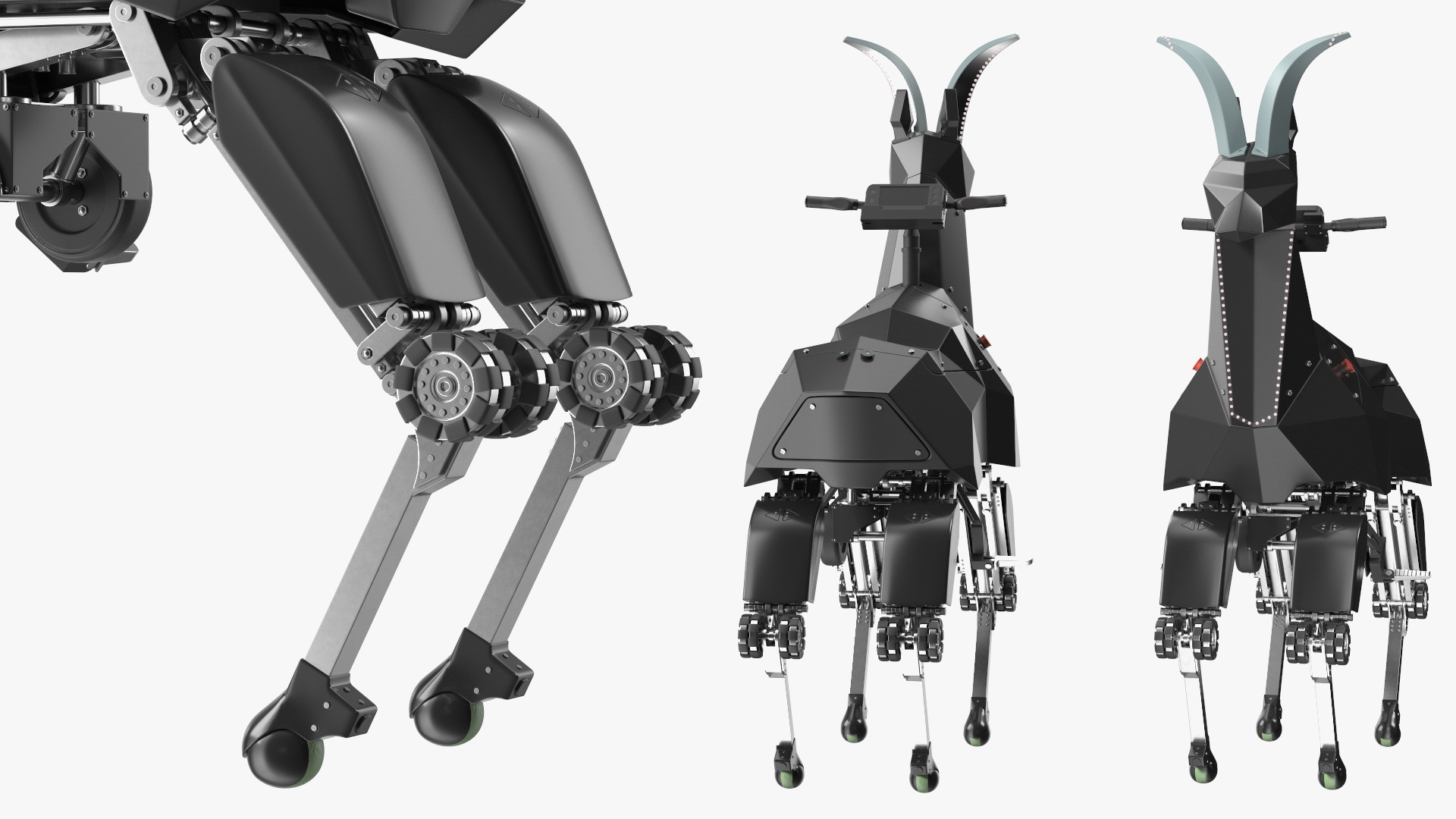 3D model Black Ridable Goat Robot Rigged for Cinema 4D