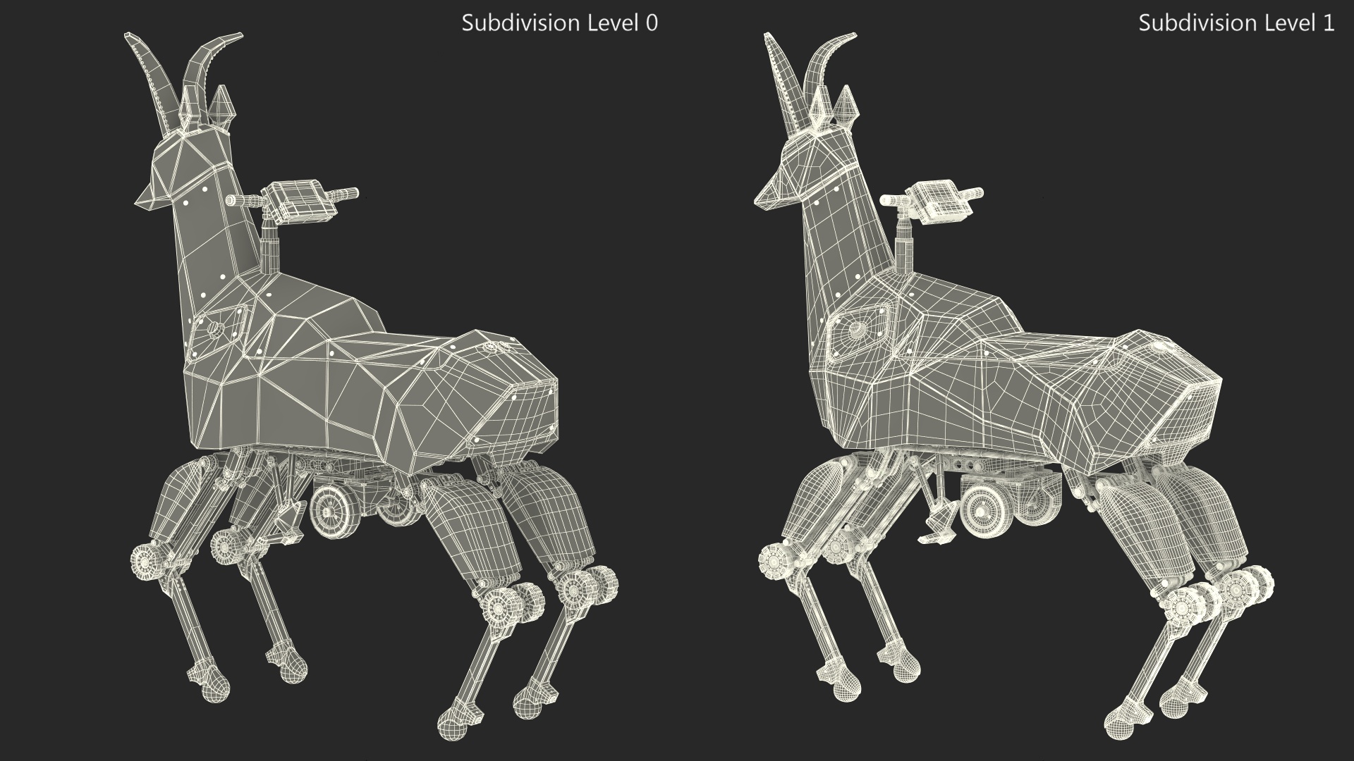 3D model Black Ridable Goat Robot Rigged for Cinema 4D